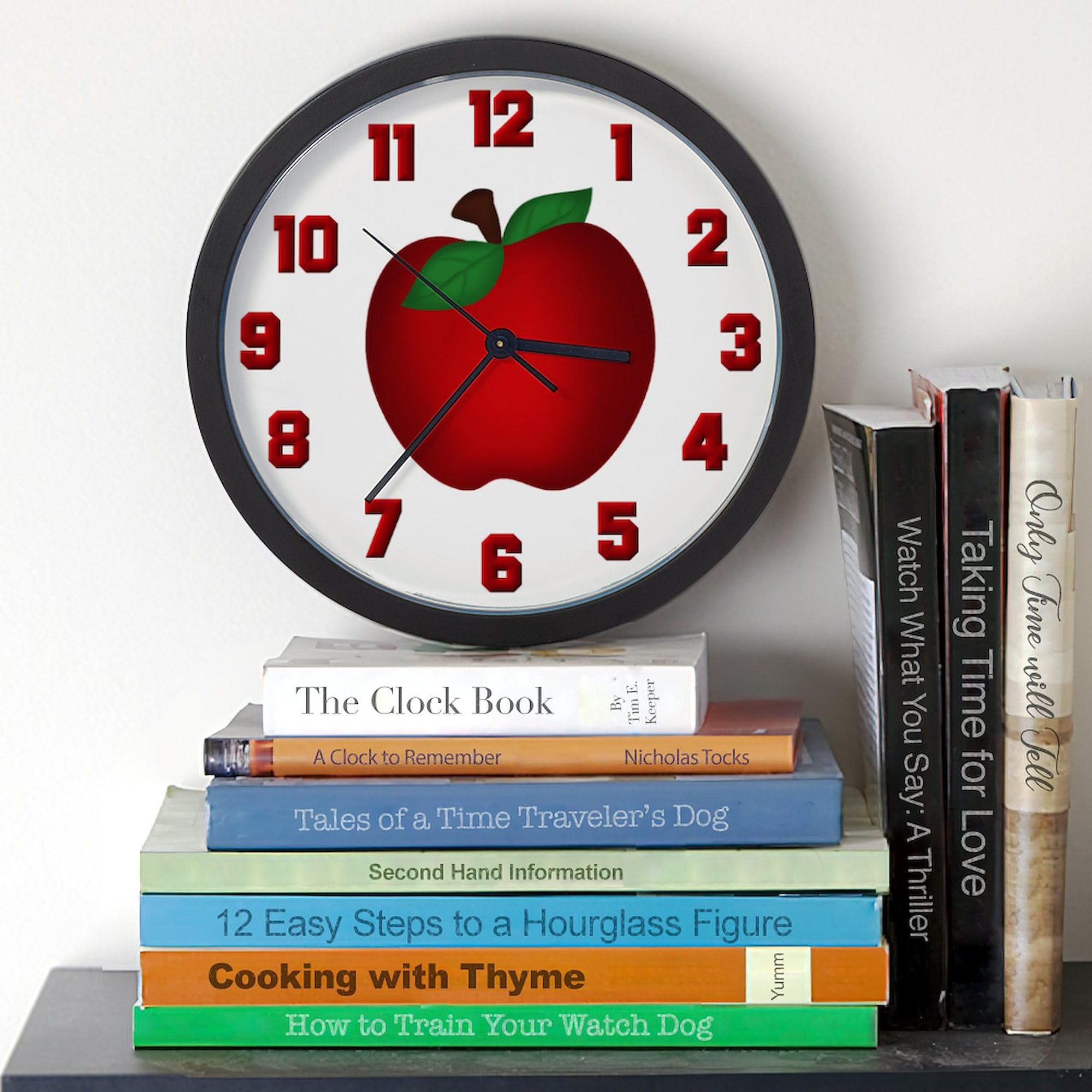 CafePress Apple 10 Inch Wall Clock - Modern Decorative Clock for Living Room, Kitchen, Office & Home Decor | Perfect for Home, Office, or Gift Giving