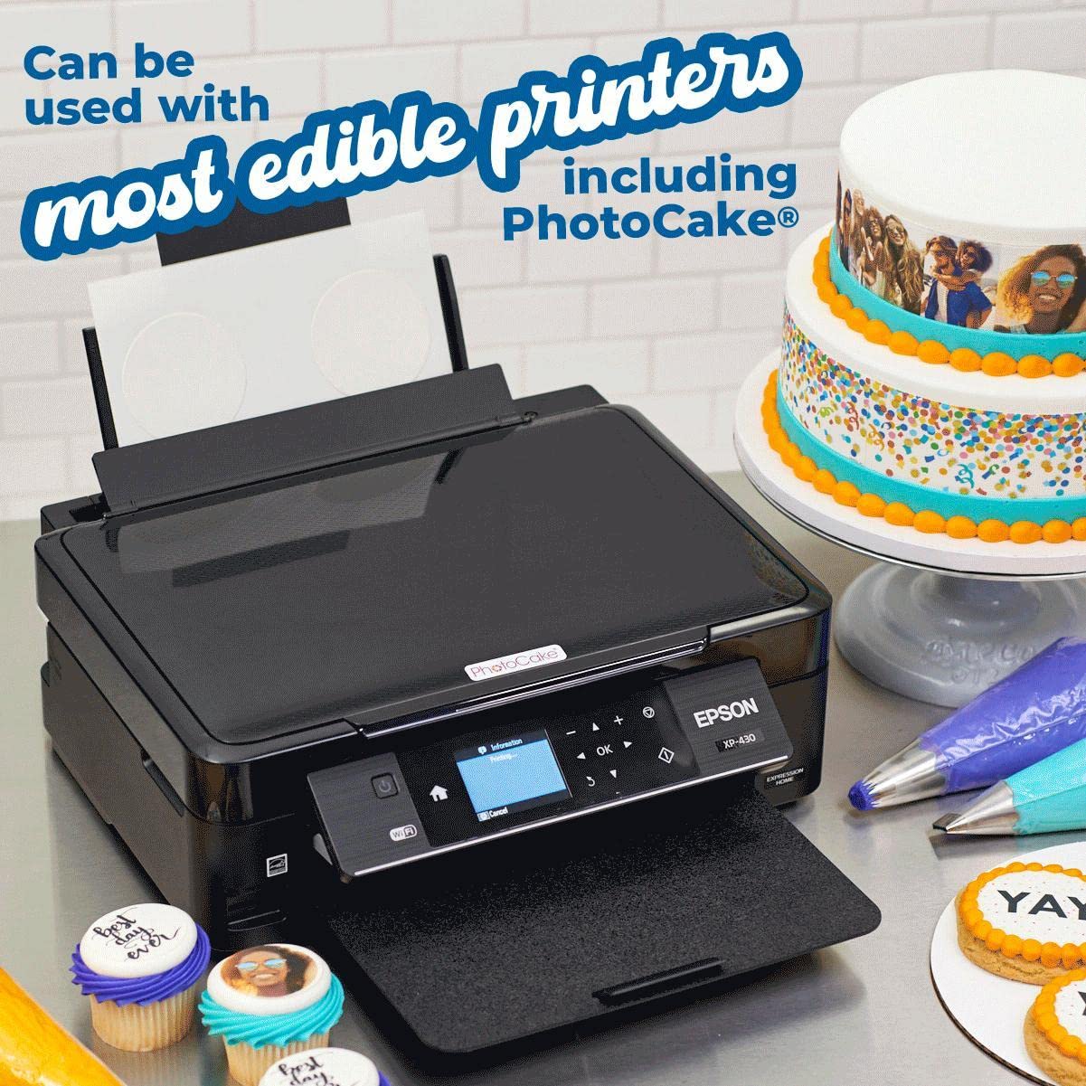 PhotoCake® Premium Edible Sheets - 24 Pack | High Definition Printing Edible Paper for Cakes, Fondant & Photo Printing | Perfect for Birthday Cakes, Wedding Desserts & Custom Edible Decorations