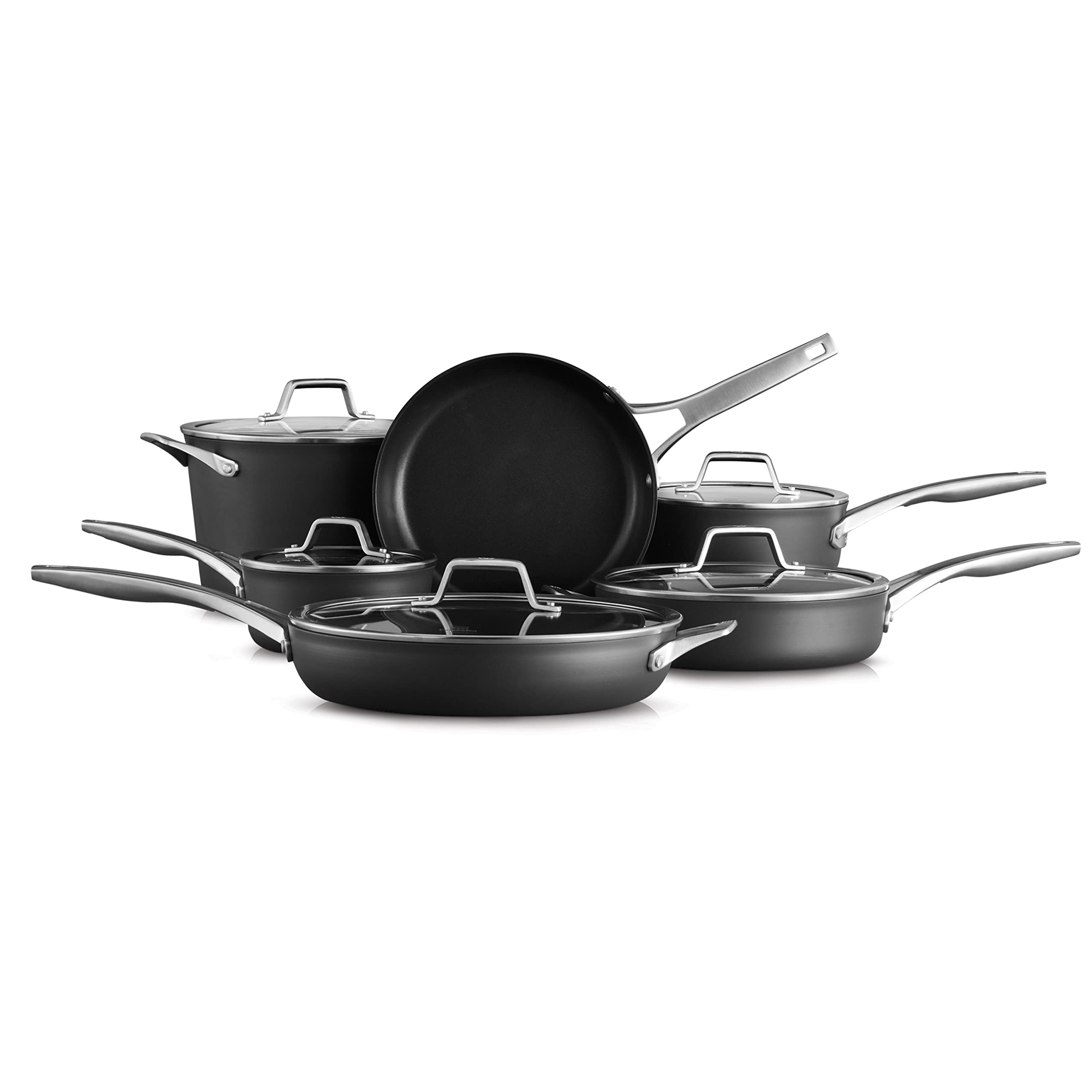Calphalon Premier Hard-Anodized Nonstick 11-Piece Cookware Set - Pots & Pans with MineralShield Technology, Oven & Dishwasher Safe, Durable Kitchen Essentials for Baking, Frying & Everyday Cooking