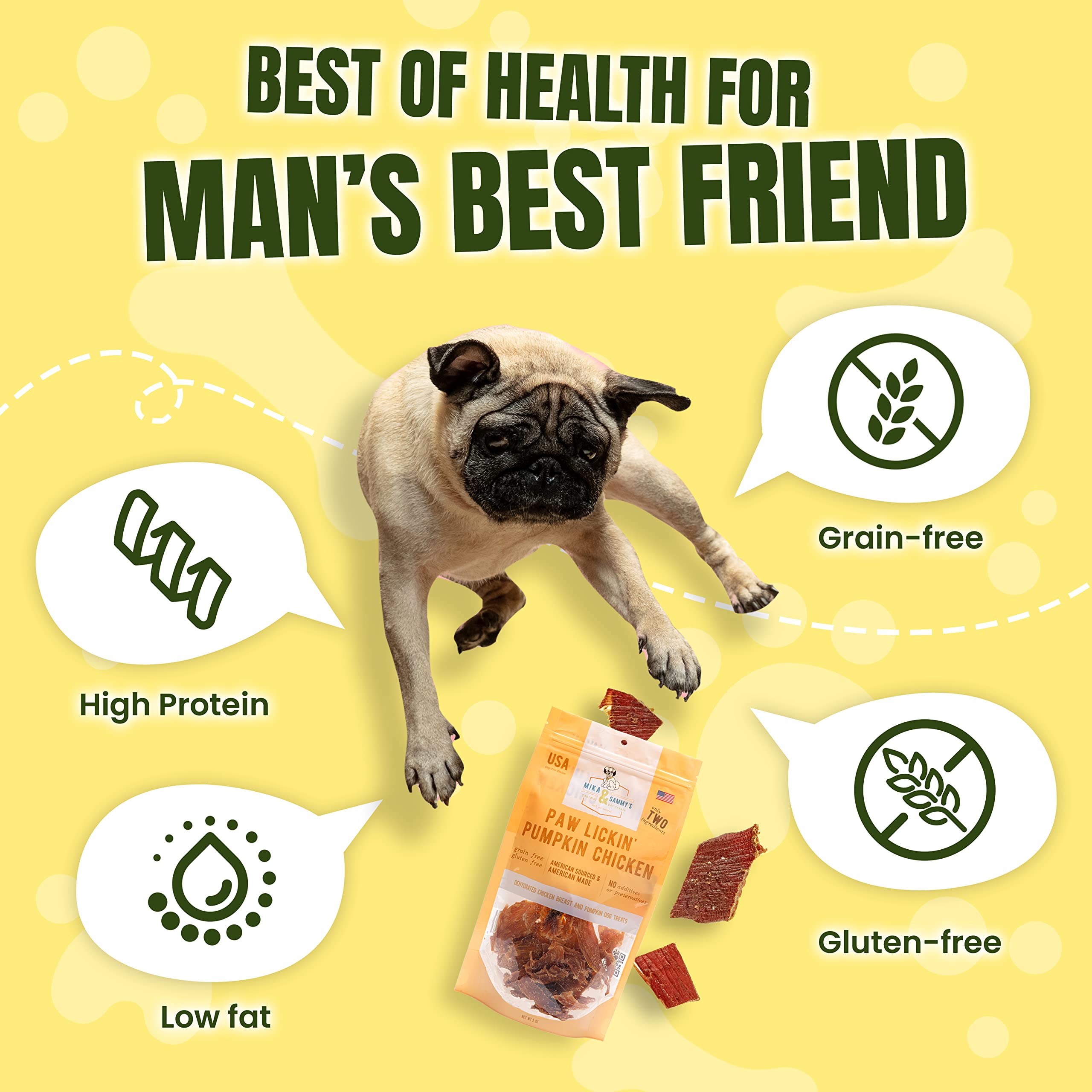 Premium Natural Chicken Jerky Dog Treats - Cage-Free, No Additives, Made in USA | Nutritious & Delicious Gourmet Snacks for Dogs - Perfect for Training, Rewards & Bonding (Mika & Sammy's Pumpkin Chicken, 5 oz)