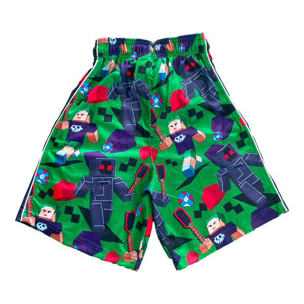 Boys Green Flowcraft Shorts - Lightweight Quick-Dry Activewear for Running, Swimming & Outdoor Sports