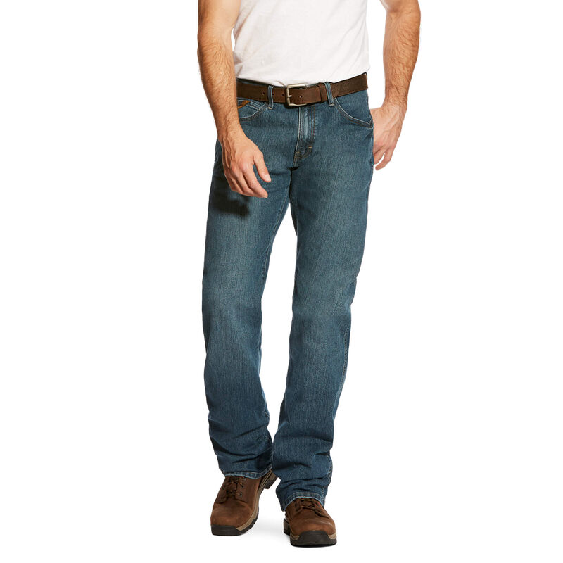 Ariat Men's Rebar M4 Relaxed Fit DuraStretch Boot Cut Jeans - Carbine Wash | Comfortable Work & Casual Denim Pants for Ranch, Riding & Everyday Wear