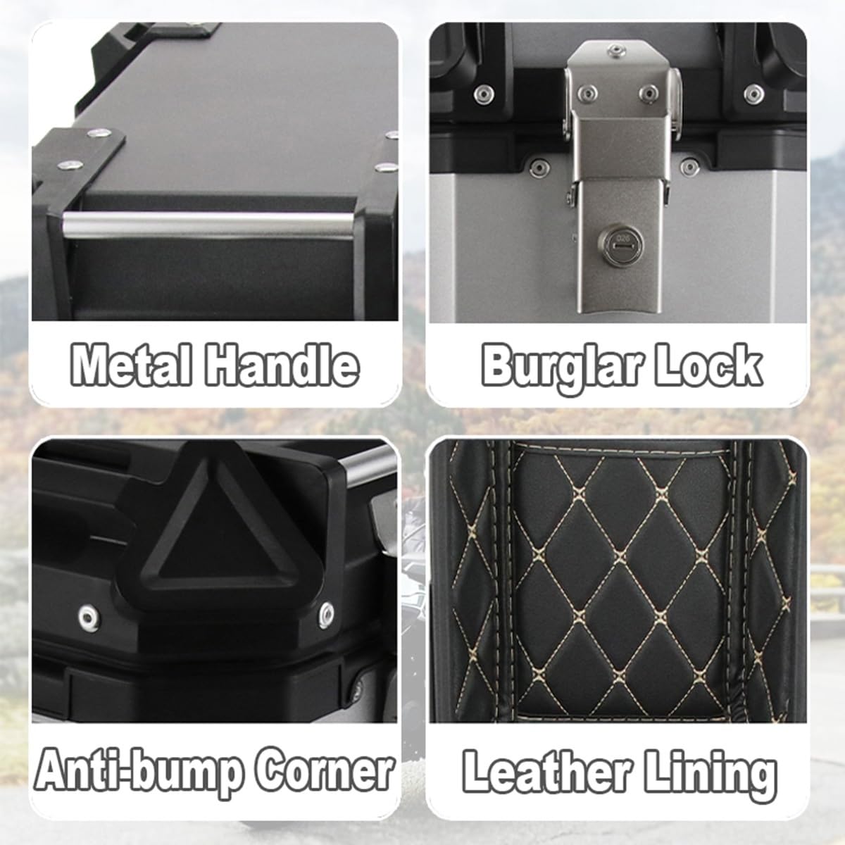 Universal Black Motorcycle Saddlebags 38L - Durable Rear Trunk Box for Scooters & Bikes