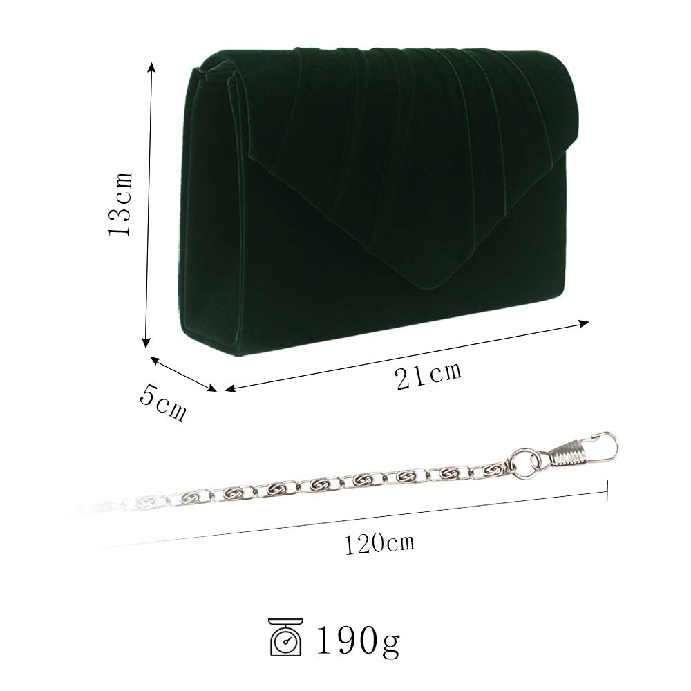 Elegant Velvet Envelope Pleated Clutch Bag for Women - Wedding, Evening & Party Shoulder Handbag with Chain Strap - Perfect for Bridesmaids, Prom, Cocktail Events & Formal Occasions