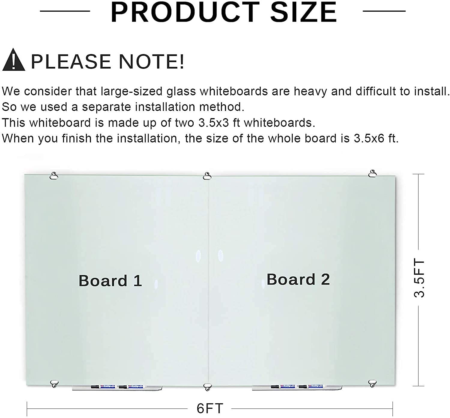 2-in-1 Magnetic Glass Whiteboard 72