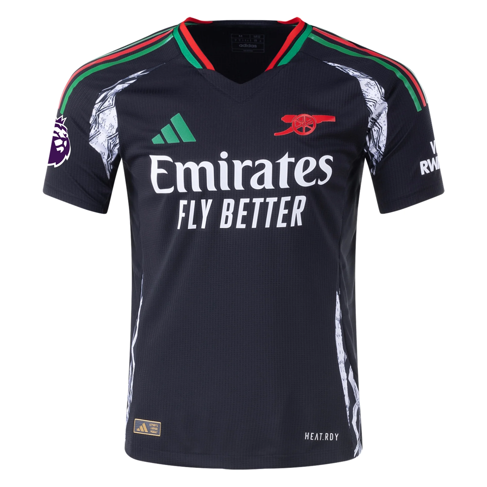 Adidas Arsenal Authentic Declan Rice Away Jersey 2024/25 with EPL Patch - Black - Official Football Shirt for Fans & Players - Perfect for Matchdays, Training & Soccer Gifts