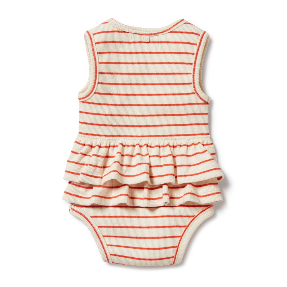Petit Rouge Organic Ruffle Bodysuit for Baby Girls - Soft Cotton Romper with Lace Trim - Perfect for Photoshoots, Parties & Everyday Wear