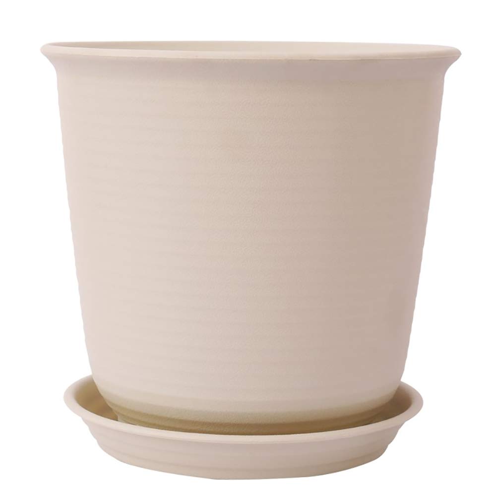 JULAN Round Plant Pot with Drainage Holes - 6 Inch Flower Planter for Indoor Outdoor Plants, Seedlings, Succulents - Perfect for Home Garden, Balcony, Office Decor and Nursery Use