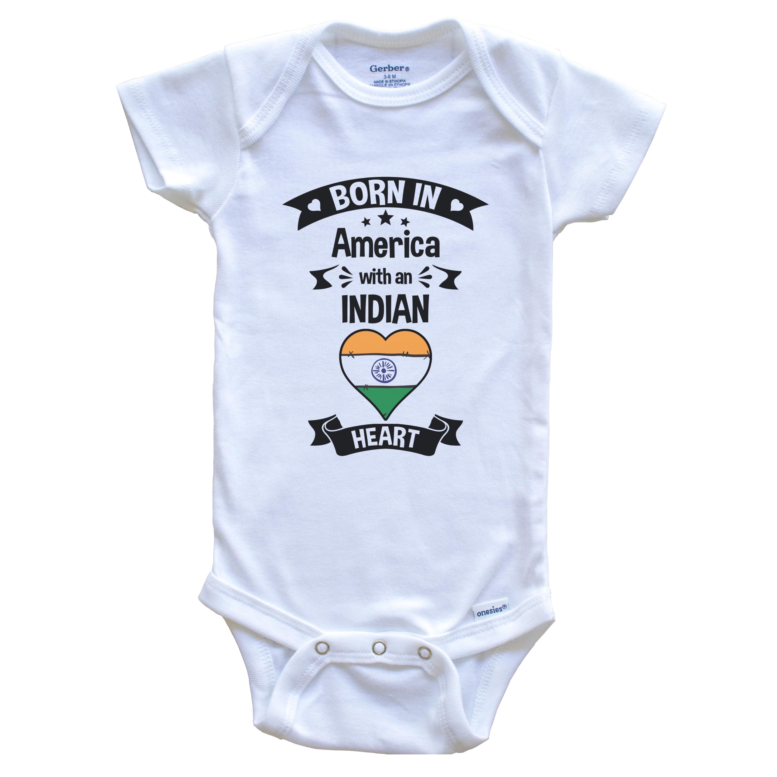 Born in America with an Indian Heart Baby Bodysuit - Soft Cotton One-Piece Infant Outfit for Newborns & Toddlers | Perfect for Cultural Celebrations, Family Photos & Everyday Wear