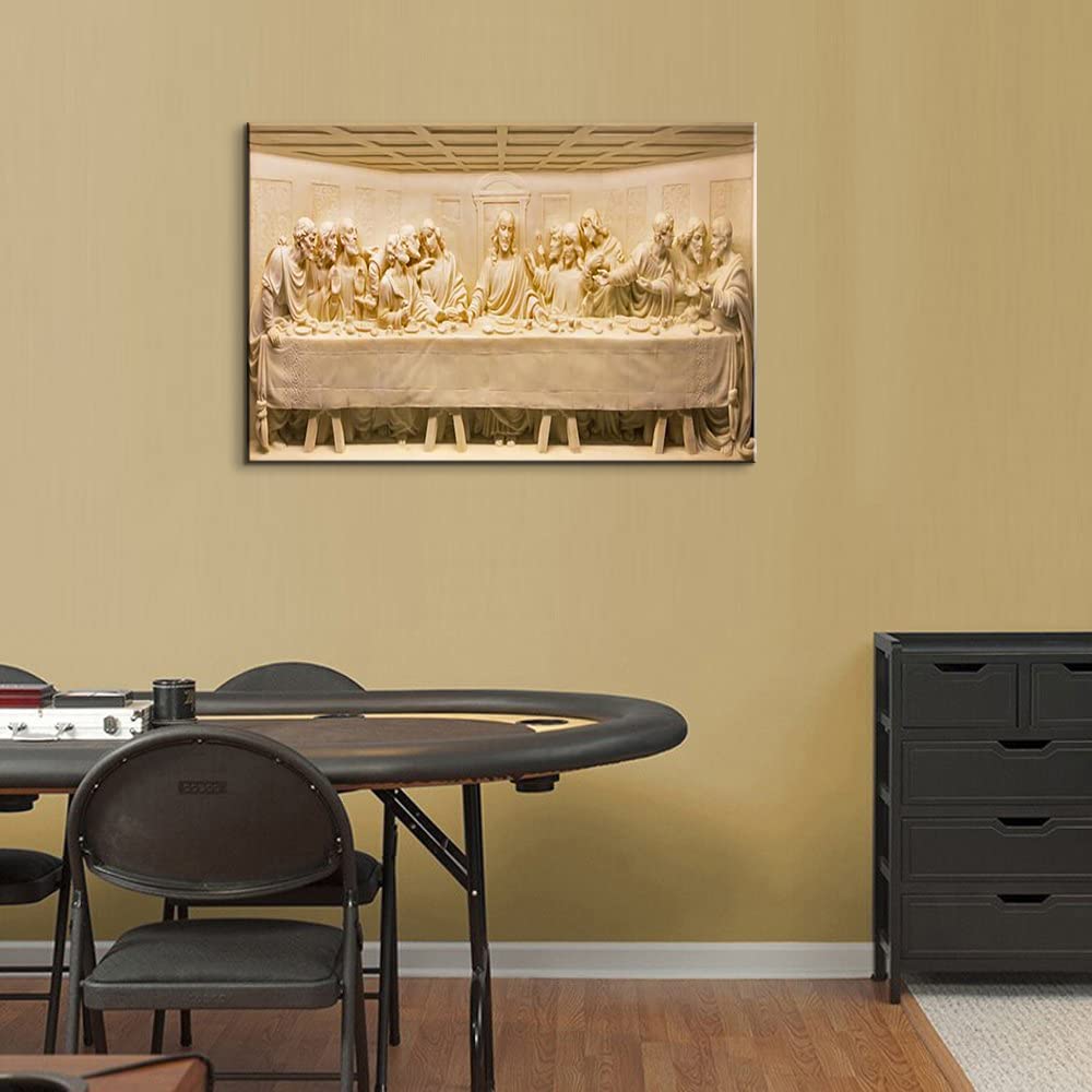 The Last Supper Canvas Wall Art - Jesus Christ Painting by Da Vinci - Christian Religious Wall Decor for Home & Church - Perfect for Dining Room, Kitchen, Living Room & Office Decor (28''H x 40''W)