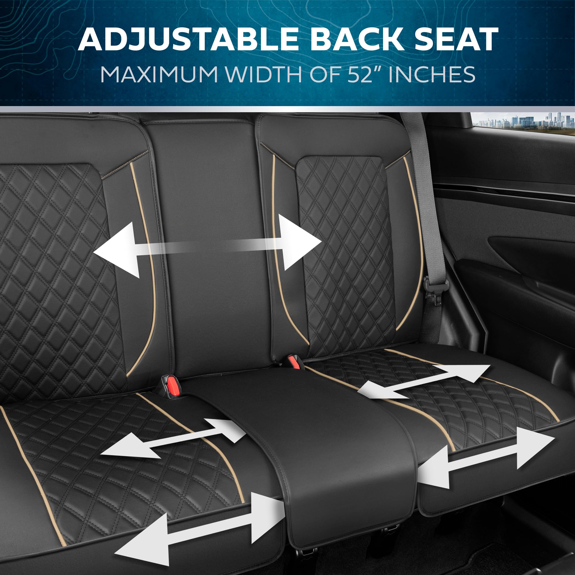 Premium Faux Leather Seat Covers for Chevy Silverado & Sierra 1500/2500HD/3500HD (2007-2023) - Black & Beige Diamond Stitched Cushioned Protectors Full Set - Perfect for Truck Owners & Off-Road Adventures