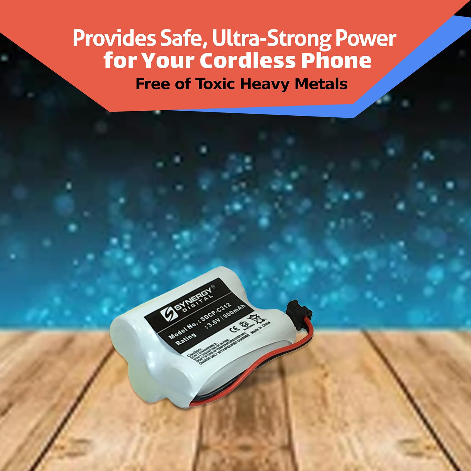 Synergy Digital Cordless Phone Batteries - 2 Pack Ni-CD 3.6V 900mAh Replacement for Panasonic 438031 & Sony BP-T38 (SDCP-C312) | Perfect for Home/Office Cordless Phones & Long-Lasting Power Supply