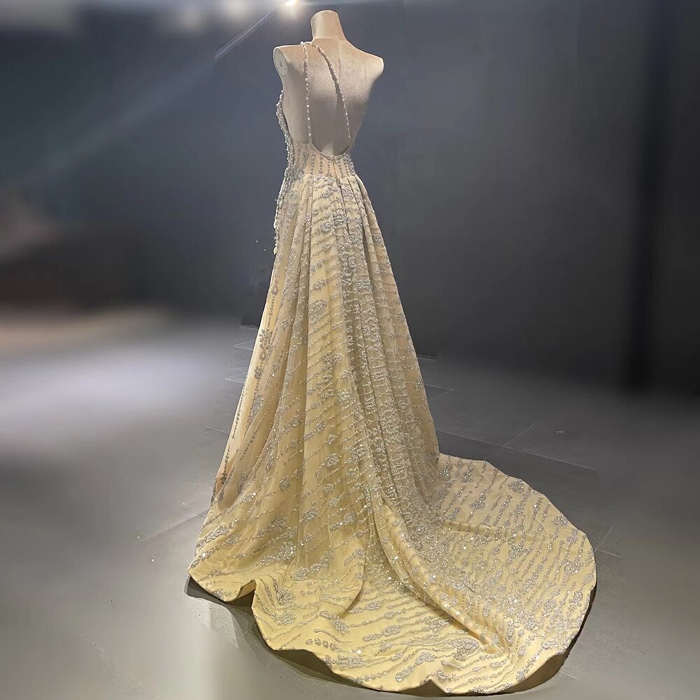 Elegant Beaded One Shoulder Mermaid Evening Gown for Women - Luxury Nude Party Dress 2025 by Serene Hill | Perfect for Prom, Gala, and Formal Events LA71538