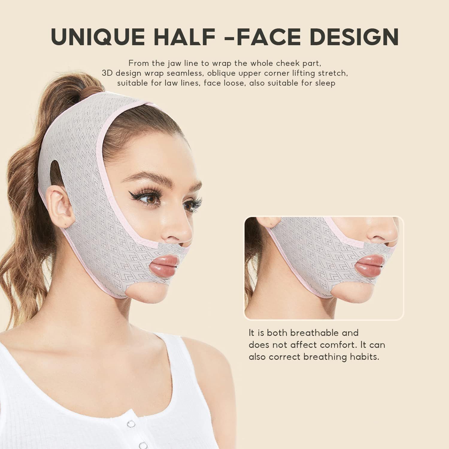 Facial Slimming Strap - Double Chin Reducer & V-Line Lifting Mask for Face Slimming & Chin Up - Reusable Face Lifting Belt for Nasolabial Folds - Perfect for Home Spa, Workout & Beauty Routine