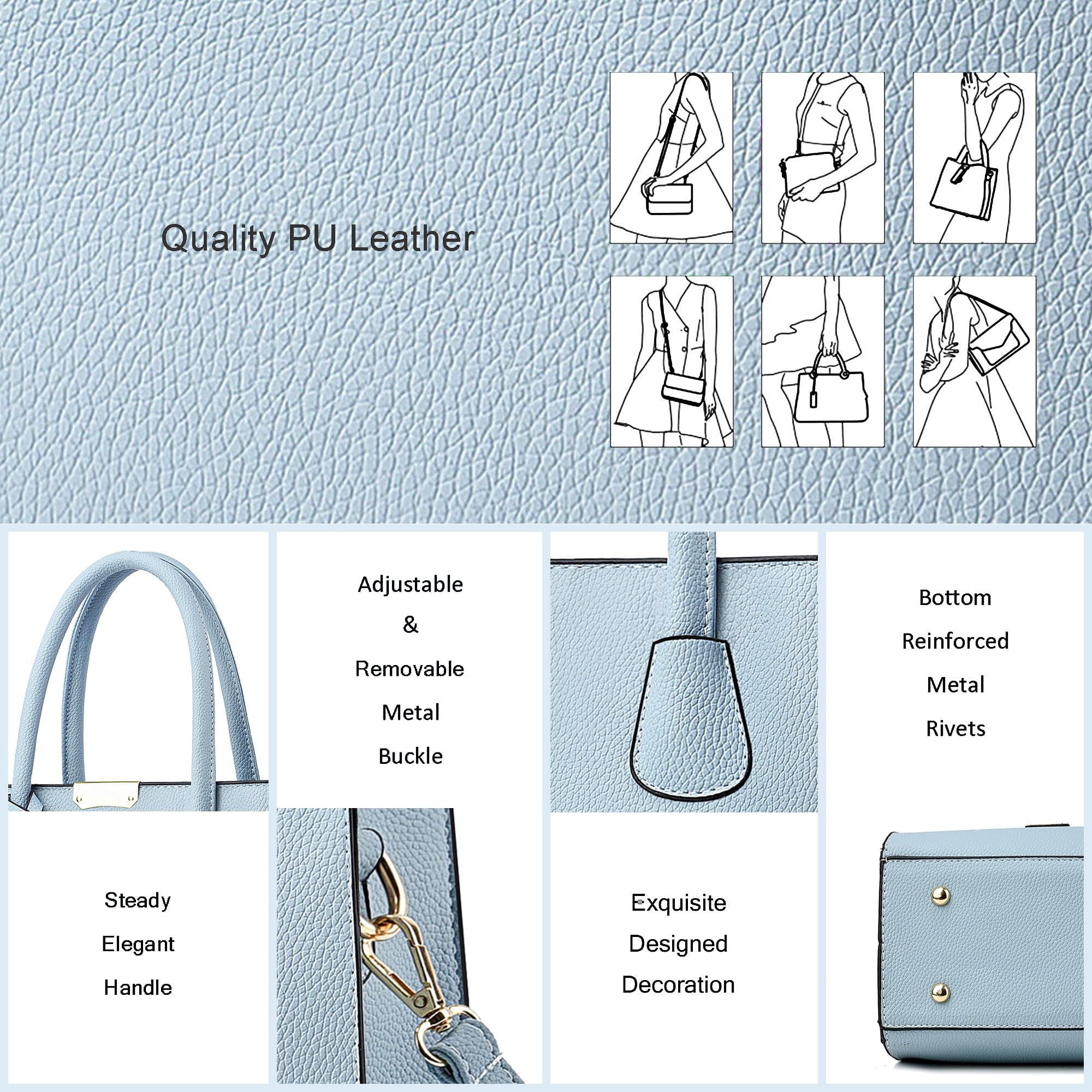 CHICAROUSAL Women's Crossbody Purse & Handbag - PU Leather Tote Shoulder Bag with Top Handle - Stylish Satchel for Work, Travel & Everyday Use