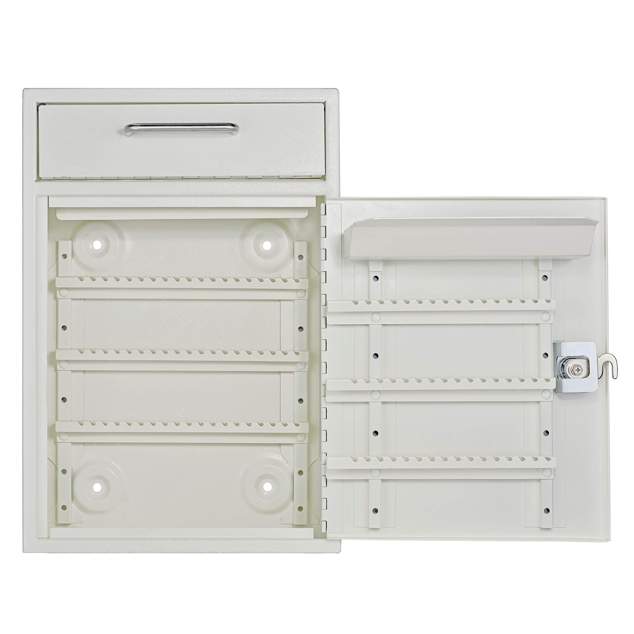 Mail Boss 8153 Key Boss - Heavy Duty Commercial Grade Steel High Security Adjustable Key Cabinet - 105 Position Key Organizer with Combination Lock - Secure Drop Box for Offices, Hotels & Property Management (Cream White)