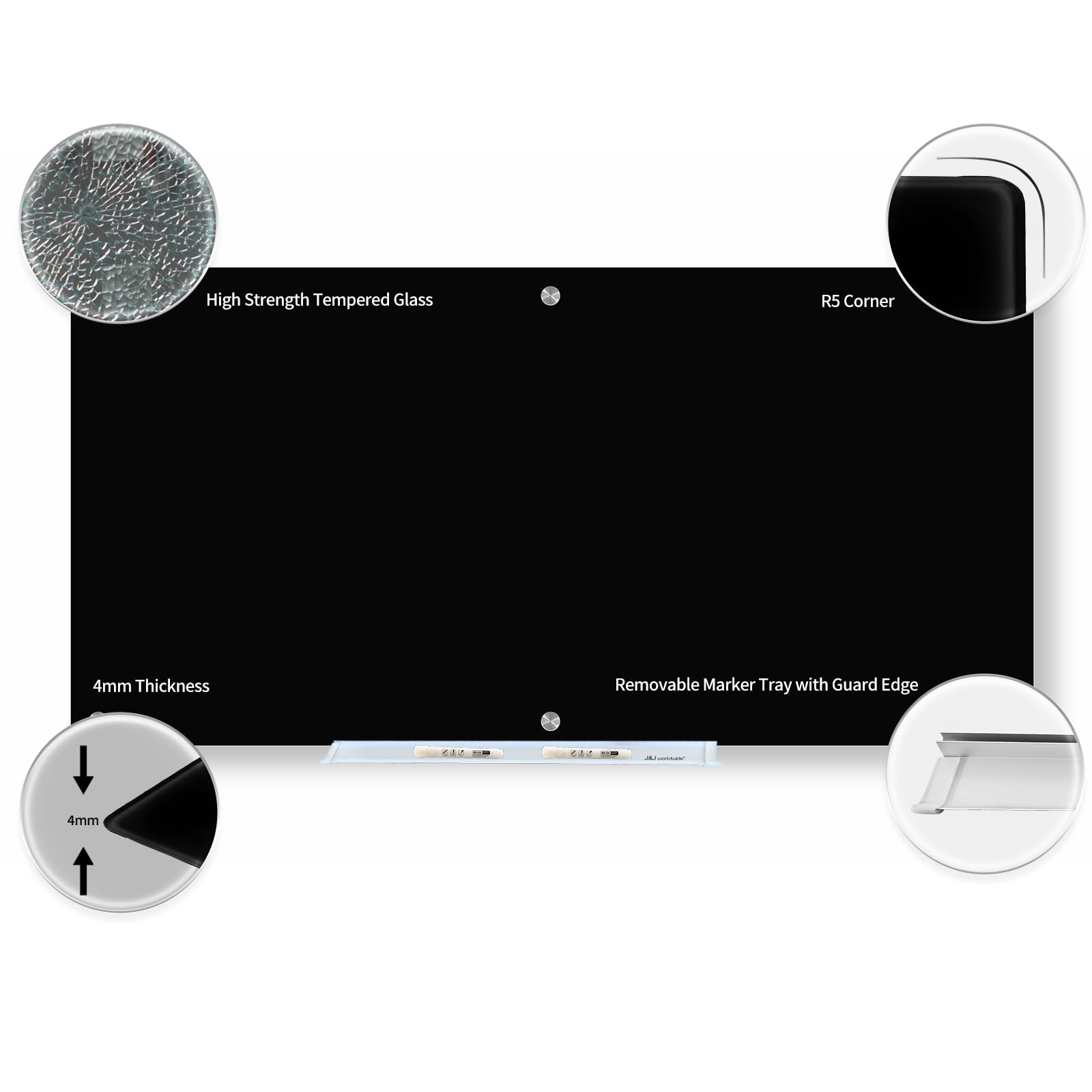 Premium 6' x 3' Magnetic Glass Whiteboard - Frameless Dry Erase Board for Office & Classroom - Includes Markers, Eraser & Marker Tray - Perfect for Home Office, School, or Conference Room Presentations