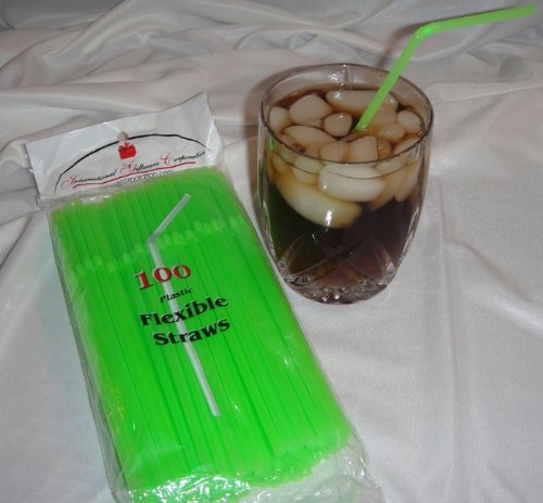 500 Flexible Drinking Straws - Lime Green - Bulk Pack of 5 x 100 Straws - Perfect for Luau, Wedding, Party & Summer Events - BPA-Free Reusable Plastic Straws for Smoothies, Cocktails & Beverages