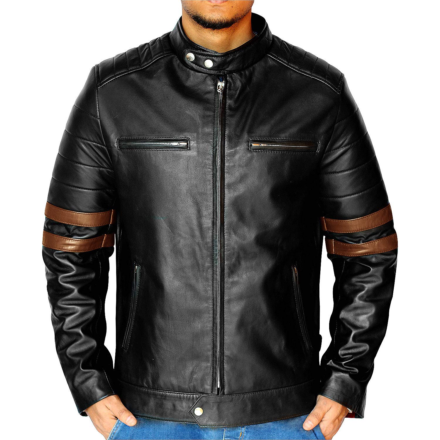 Premium Genuine Lambskin Leather Jacket for Men - Classic Black Biker Jacket | Stylish Motorcycle & Casual Wear for Everyday Outfits
