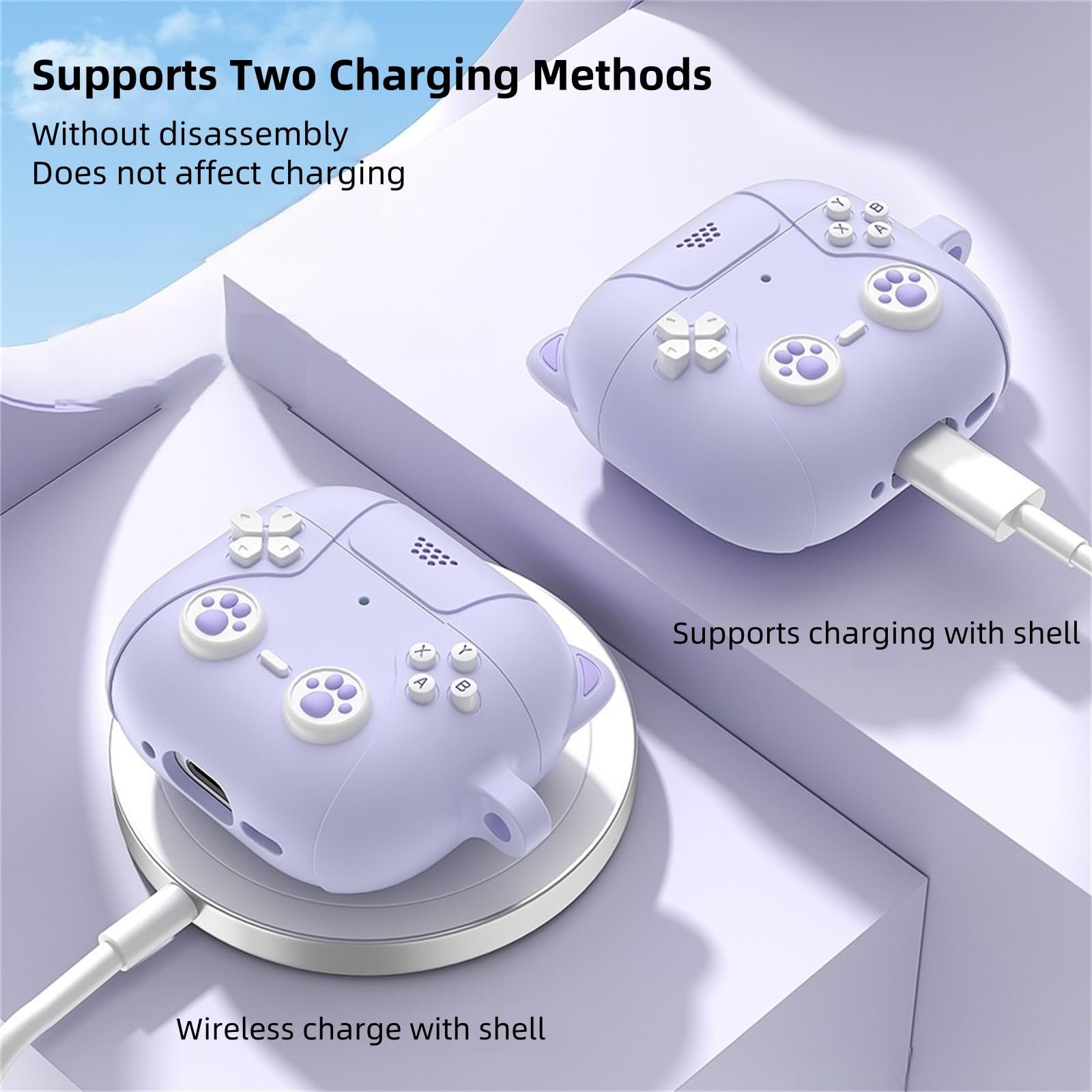 3 in 1 Cute Anime Cat AirPods 4 Case with Keychain - Soft Silicone Shockproof Protective Cover, Noise Cancelling Compatible with AirPods 4th Gen + Cleaning Kit - Perfect for Gaming, Travel & Daily Use