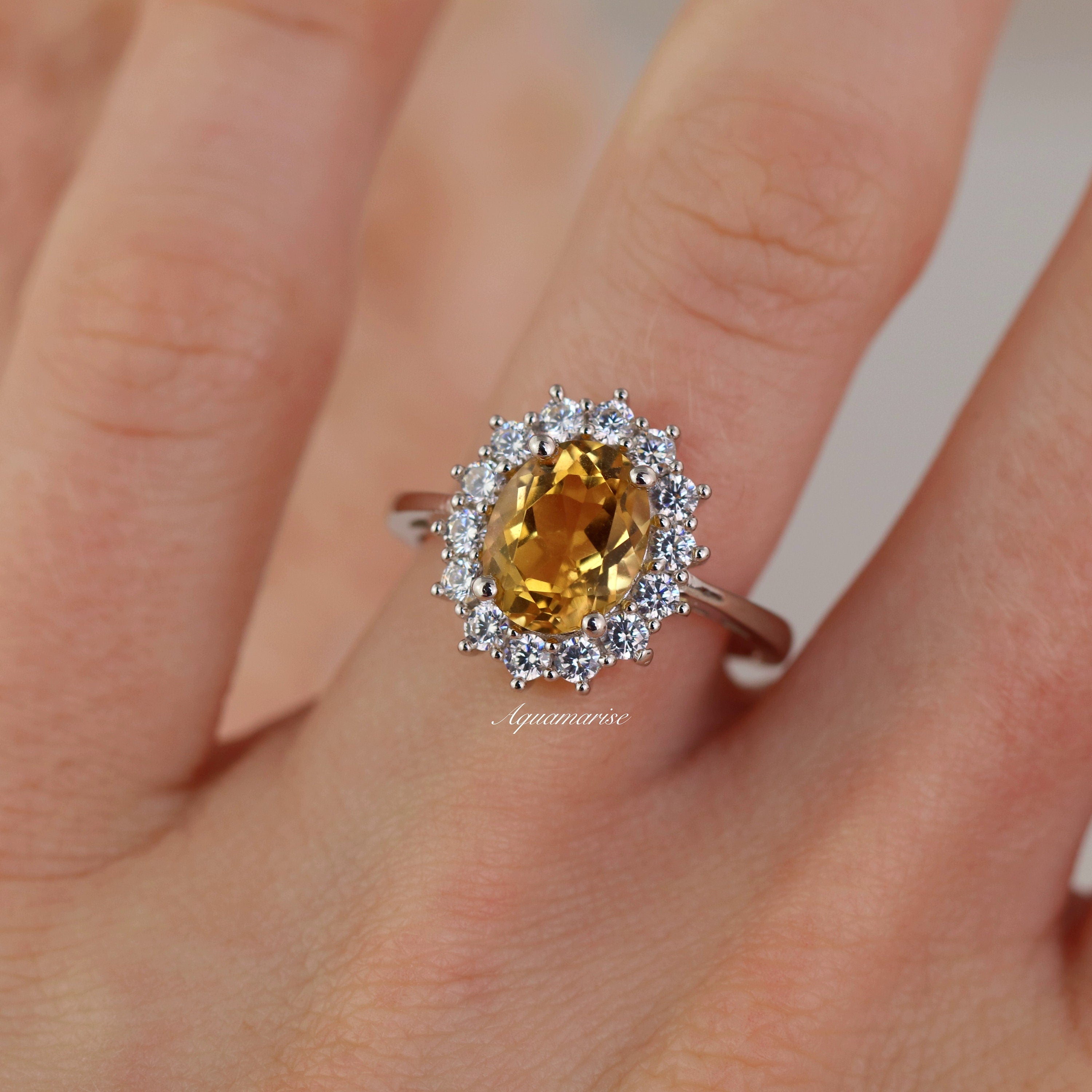 Elegant Diana Citrine Ring in Sterling Silver - Perfect for Women's Fashion, Gift Giving & Special Occasions