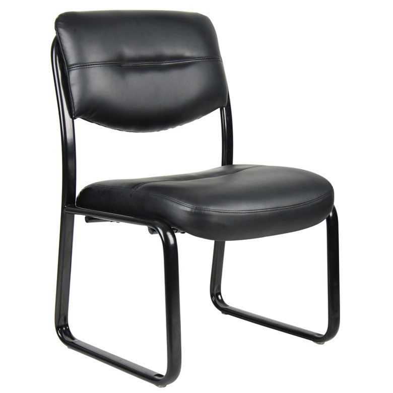 Boss B9539 Armless Leather Sled Base Side Chair - Modern Office & Dining Room Accent Chair for Home & Workspace