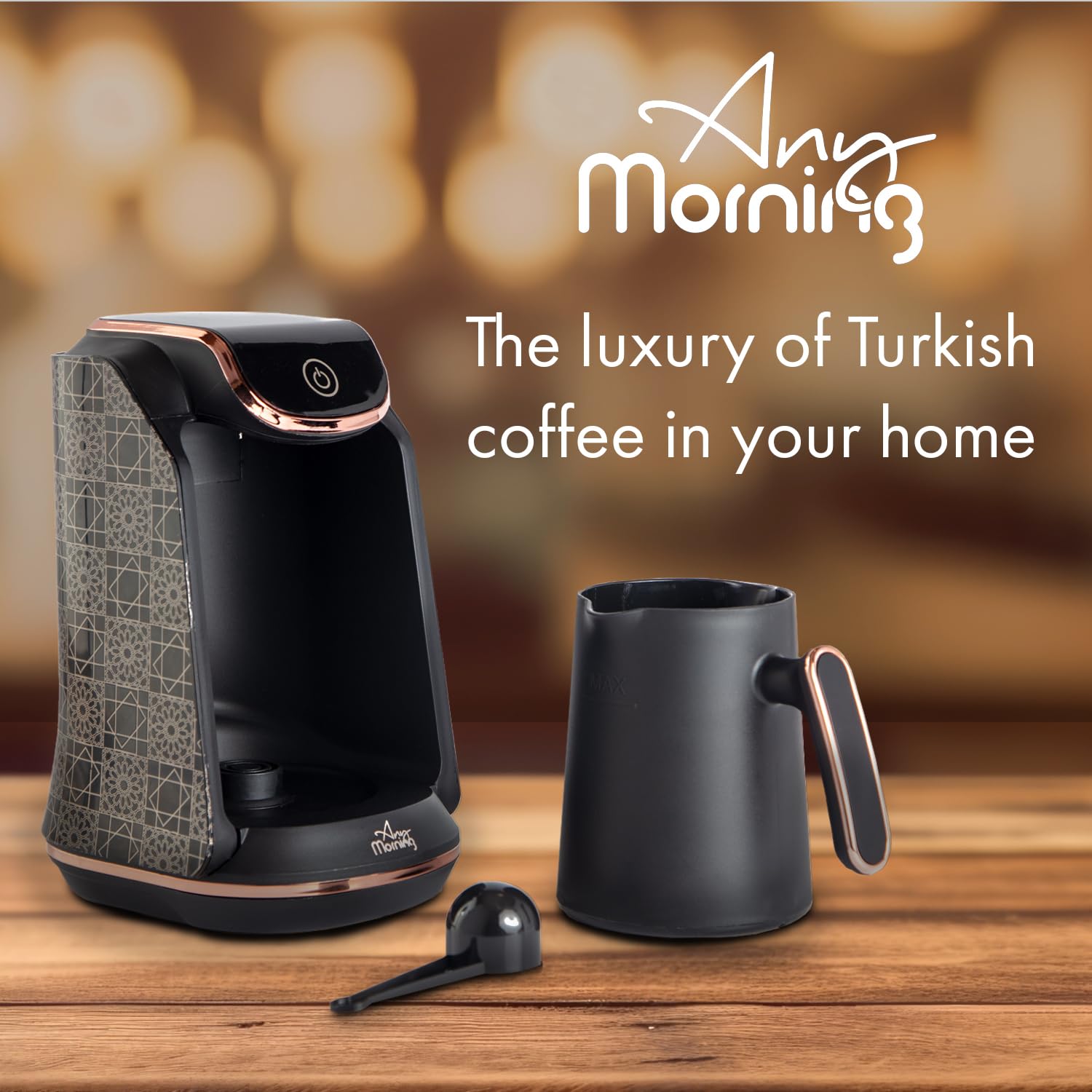 Electric Turkish Coffee Maker with Auto Shut Off & Anti Overflow - 4 Cup (8 Oz) Small Coffee Machine for Arabic, Greek & Turkish Coffee - Perfect for Home, Office & Restaurant Use - Black