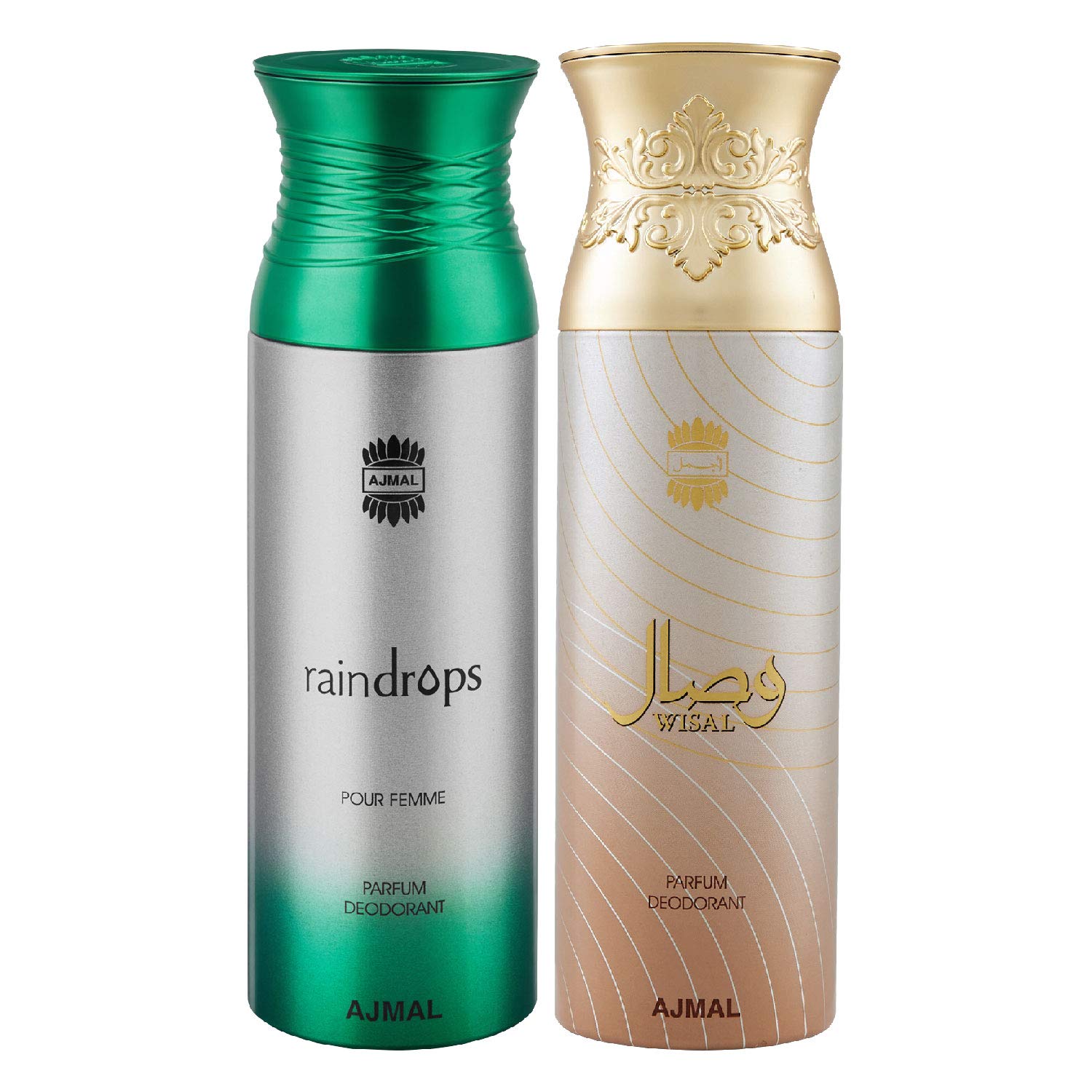 Ajmal Raindrops & Wisal Women's Deodorant Spray Gift Set - 2 Pack (200ml Each) | Long-Lasting Fragrance for Daily Wear, Office & Special Occasions