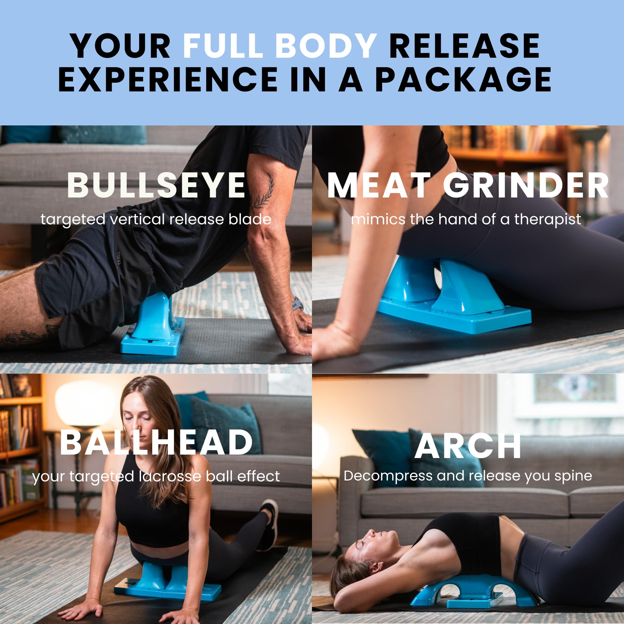 Thrival Relief Pro - Adjustable Psoas, Back & Hip Flexor Muscle Release Tool for Deep Tissue & Trigger Point Massage (Blue) | Made in USA | Perfect for Athletes, Yoga & Post-Workout Recovery