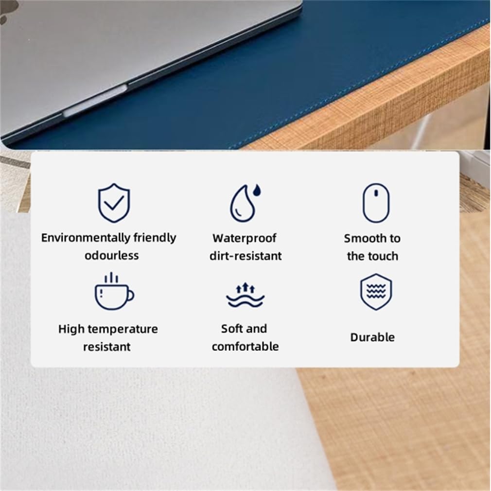 Premium Non-Slip PU Leather Desk Blotter - Waterproof Writing Pad & Keyboard Protector (31