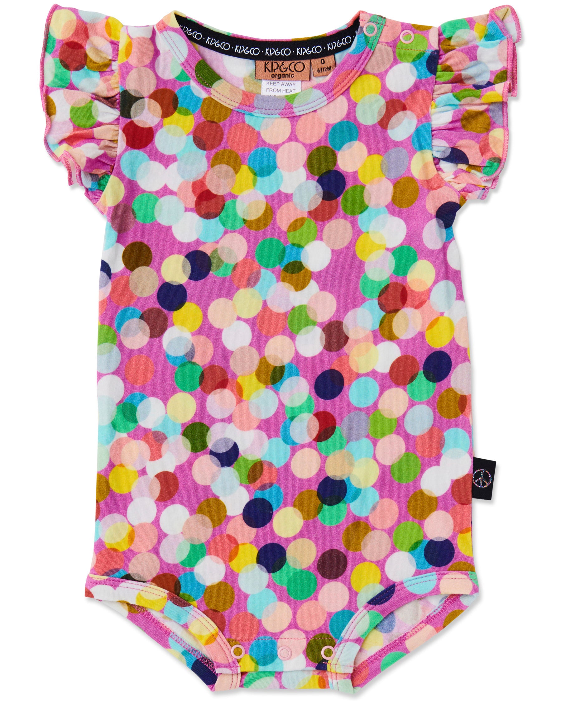 Confetti Pink Organic Cotton Short Sleeve Frill Romper for Baby Girls | Soft & Comfortable Summer Outfit | Perfect for Playdates, Photoshoots & Special Occasions