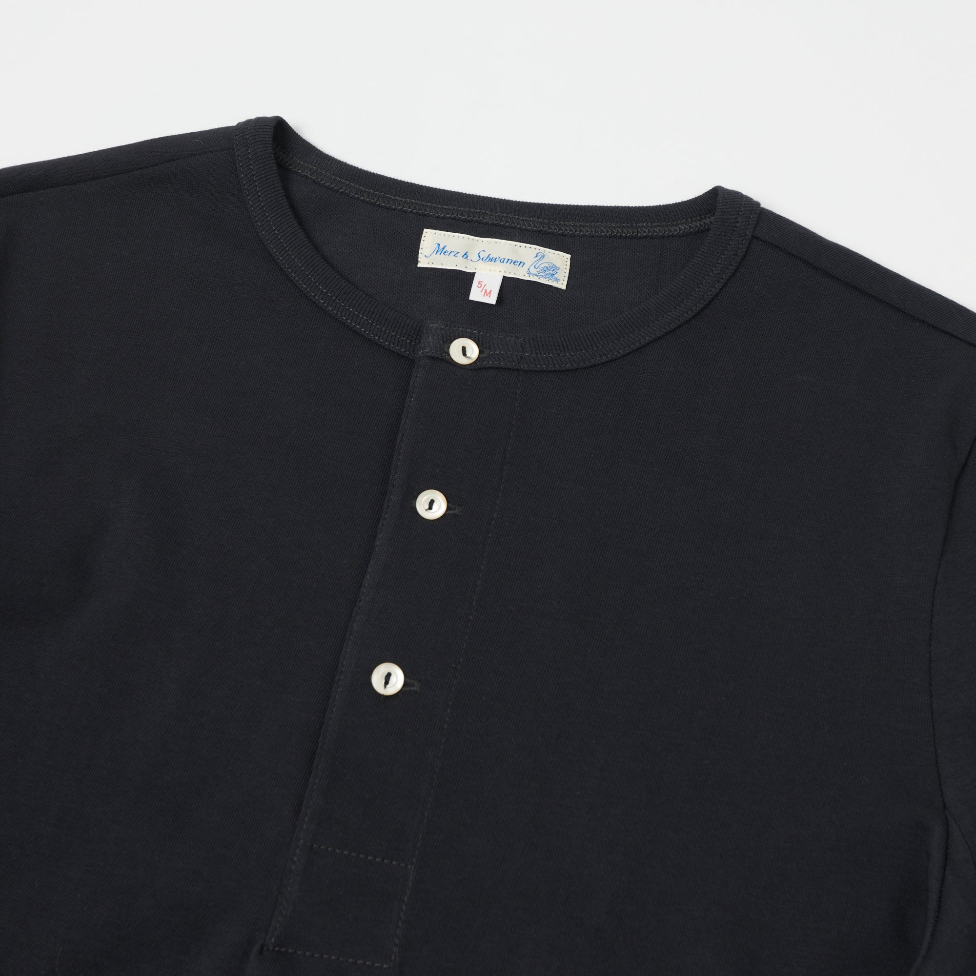 Merz b. Schwanen 206 Premium Cotton Long Sleeve Henley Shirt for Men - Charcoal Gray | Casual Wear, Layering & Everyday Comfort