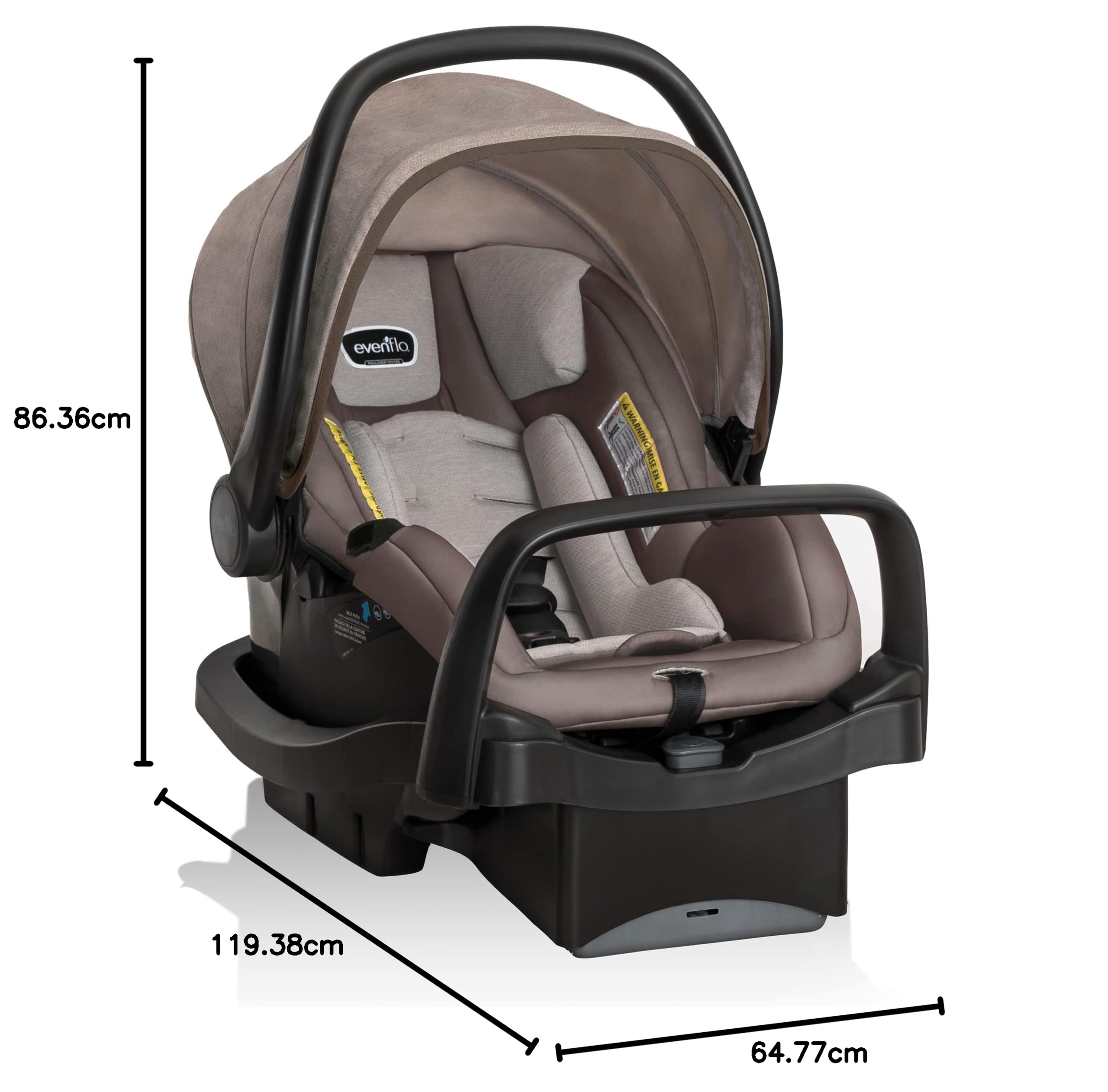 Evenflo Pivot Modular Travel System with LiteMax Infant Car Seat - Desert Tan | Lightweight Stroller & Safe Car Seat Combo for Newborns | Perfect for Travel, Shopping & Daily Outings with Baby