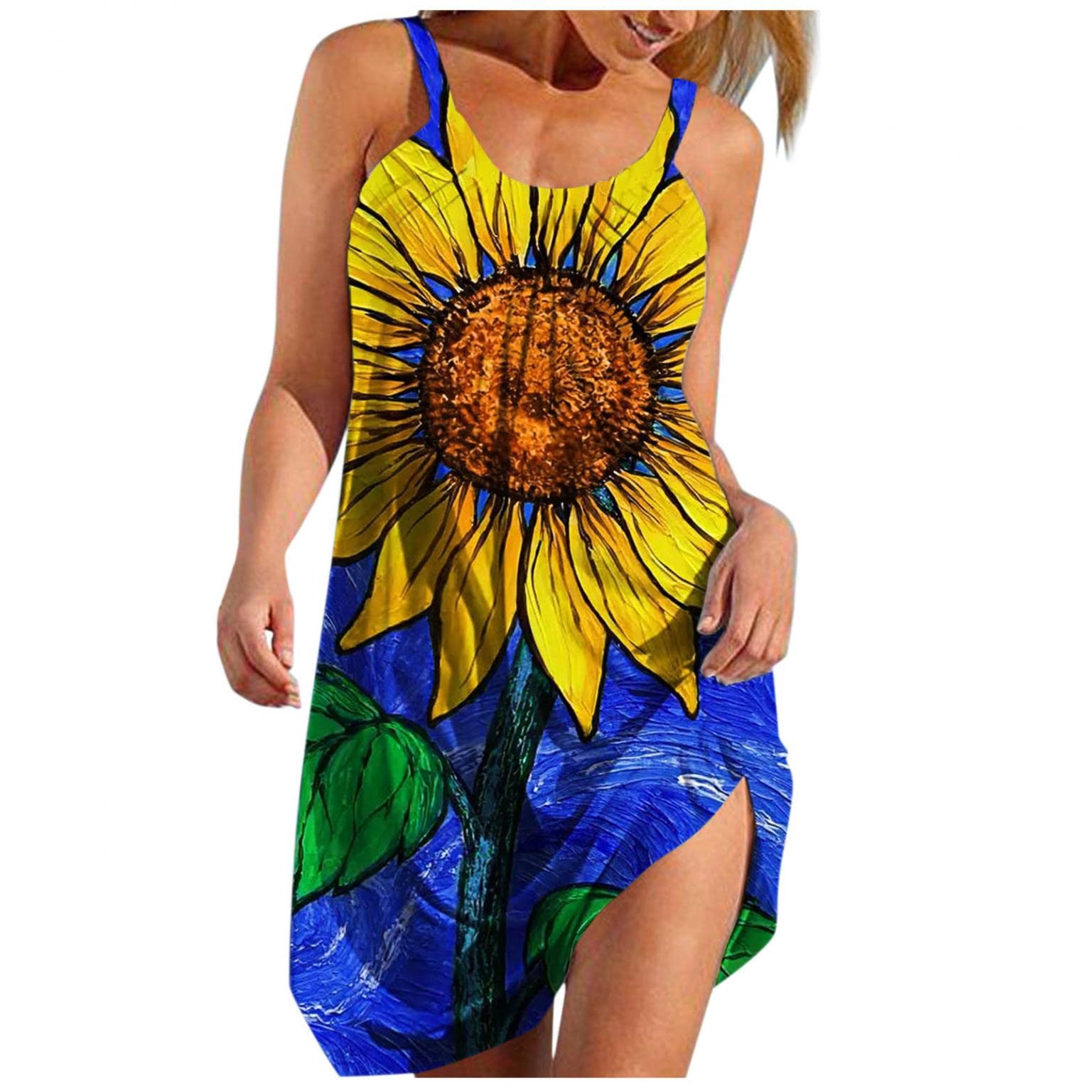 Plus Size Women's Summer Sundress - Crew Neck Cocktail Party Evening Dress for Beach, Vacation & Special Occasions | Flowy Comfortable Maxi Dress