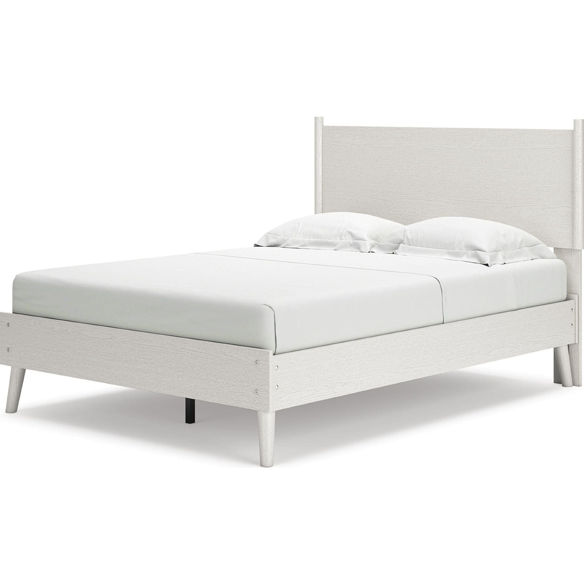 Aprilyn Full Platform Bed Frame - Queen Size White Wooden Bed with Sturdy Slats & Underbed Storage Space | Perfect for Modern Bedrooms, Guest Rooms & Small Apartments