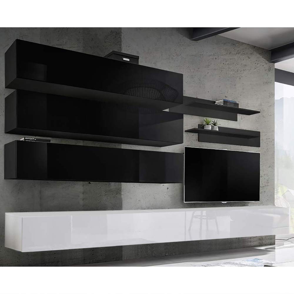 Modern Floating TV Stand with Storage & LED Lights - Wall-Mounted Entertainment Center Console for Bedroom & Living Room - Meble J1 30
