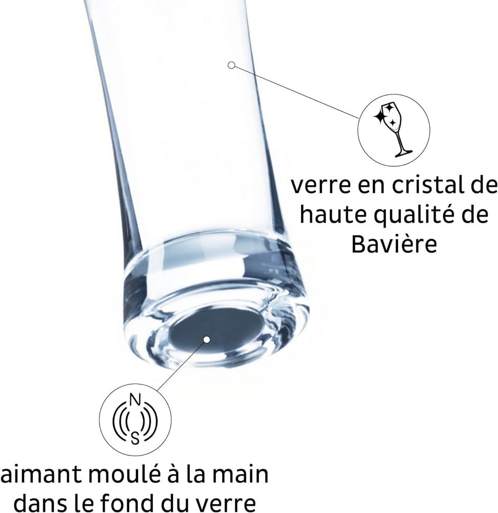 Premium Silwy® Magnetic Beer Glasses – 0.3L Crystal Clear Glasses with Integrated Magnets & Metallic Nano Gel Coasters – Perfect for Home Bars, Parties & Gifts – Dishwasher Safe Drinking Glasses for Beer, Cocktails & Beverages