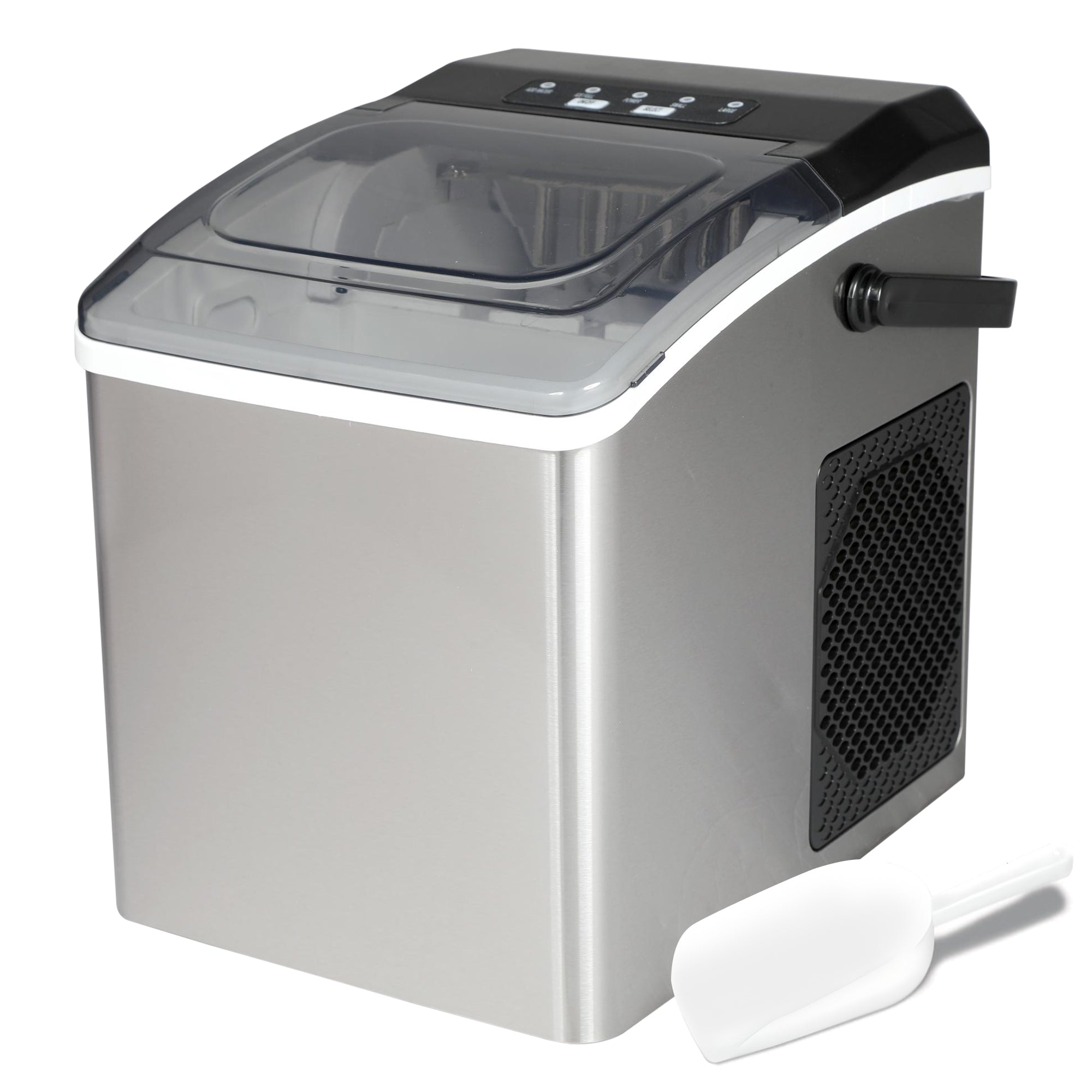 Koolatron Portable Countertop Ice Maker Machine - 26Lbs/24Hrs Fast Ice Production - Makes 9 Cubes in 6 Minutes - 2 Ice Size Options - Self Cleaning with Ice Scoop & Basket - Stainless Steel Design - Perfect for Home, Office, RV, and Outdoor Parties