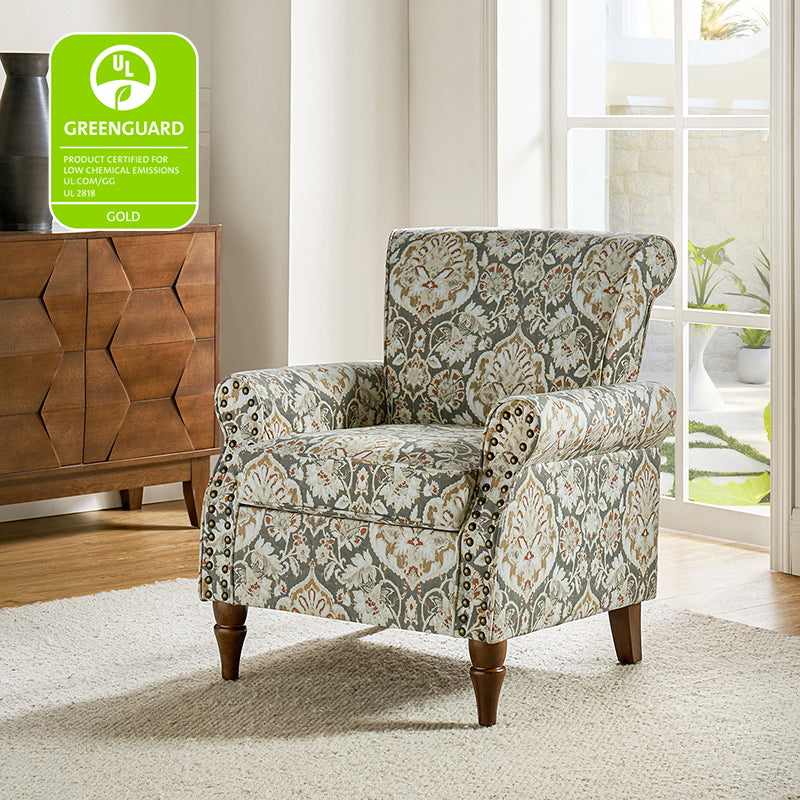 Artemisa Modern Floral Pattern Upholstered Armchair - Comfortable Living Room Accent Chair for Home Office & Lounge Decor