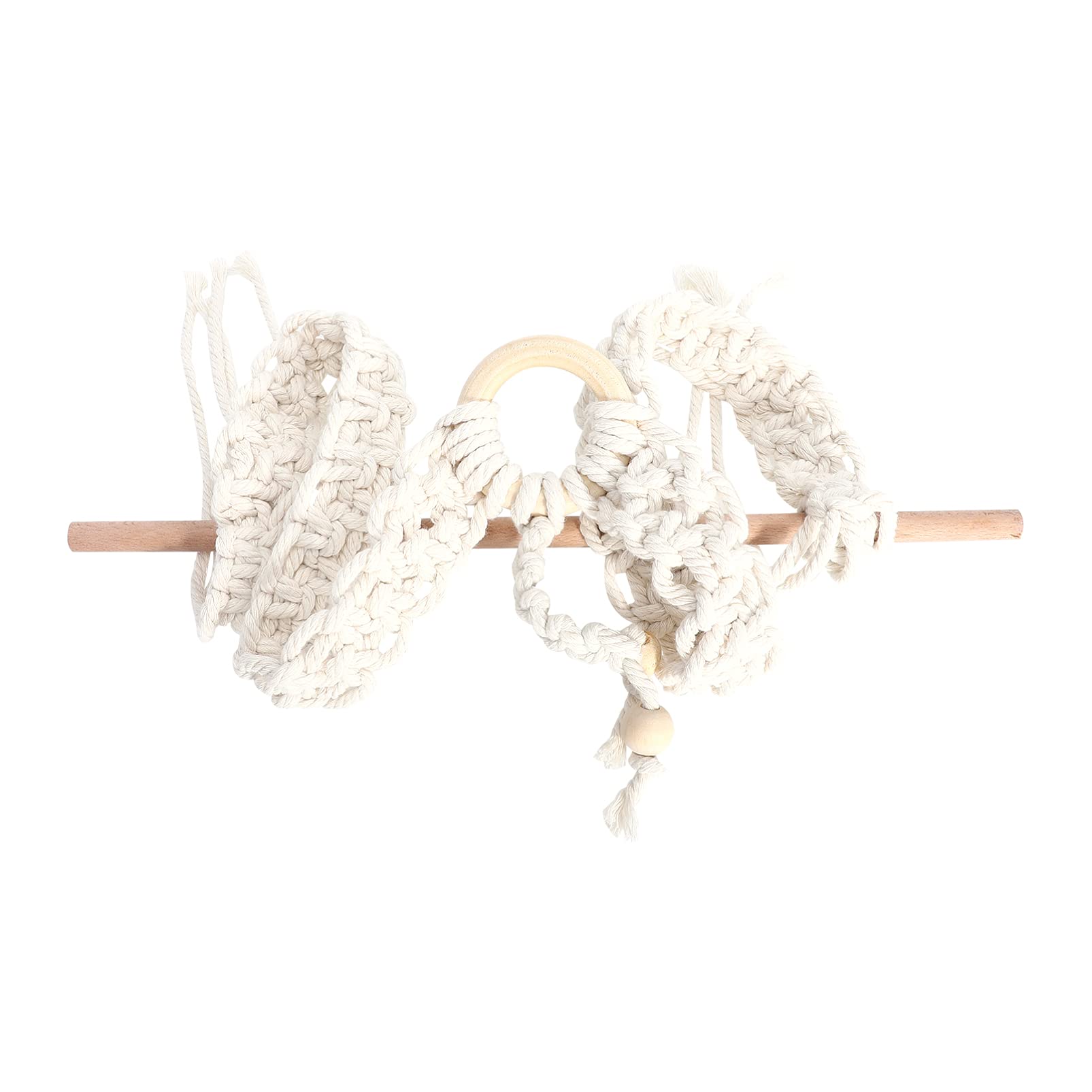 PRETYZOOM Macrame Wooden Wall-Mounted Towel Rack - Decorative Tissue Holder for Bathroom, Kitchen, Bedroom & Nursery - Space-Saving Napkin Organizer for Indoor and Outdoor Use - Perfect for Camping, RV, and Home Decor