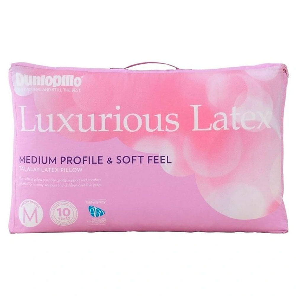 Dunlopillo Luxury Latex Pillow - Medium Firmness & Soft Feel for Side, Back Sleepers - Hypoallergenic & Breathable for Better Sleep