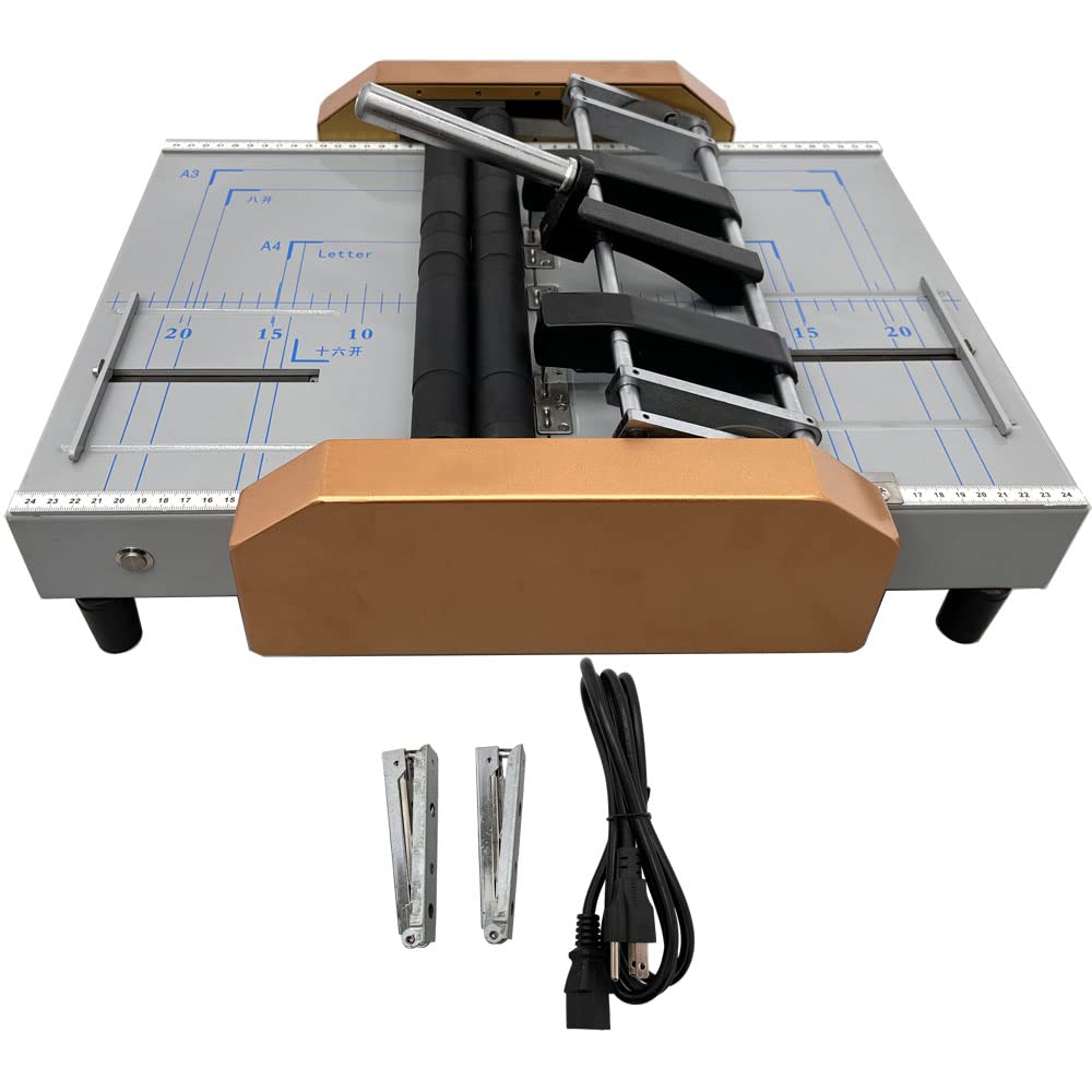 INTBUYING Automatic Booklet Binding Machine - Heavy Duty Binder Maker with 2 Staplers & Adjustable Side Guides | Perfect for Office Documents, School Projects, and Professional Booklet Making