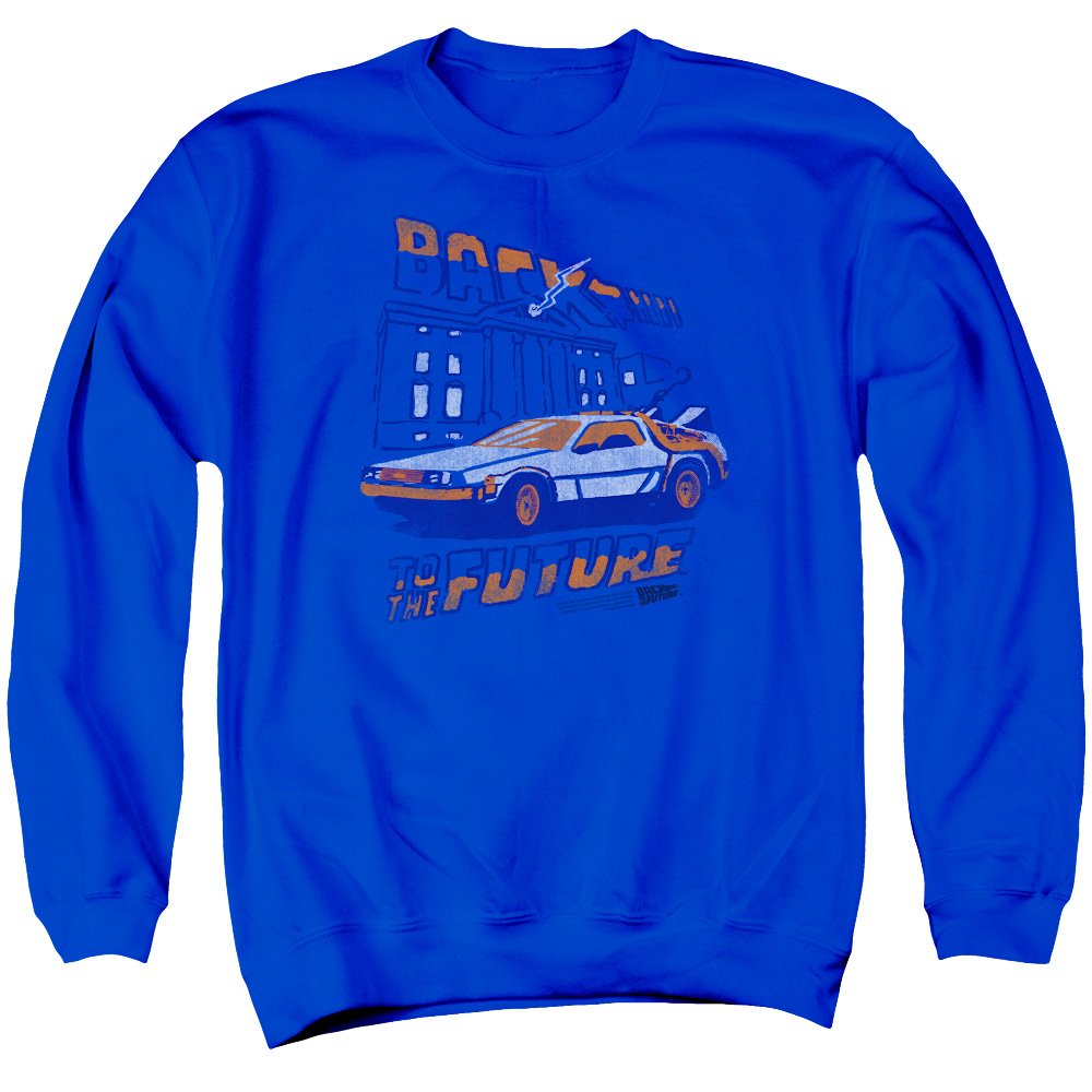 Back to The Future Lightning Strikes Unisex Crewneck Sweatshirt | Retro Movie Merchandise for Men & Women | Perfect for Cosplay, Movie Nights & 80s Themed Parties