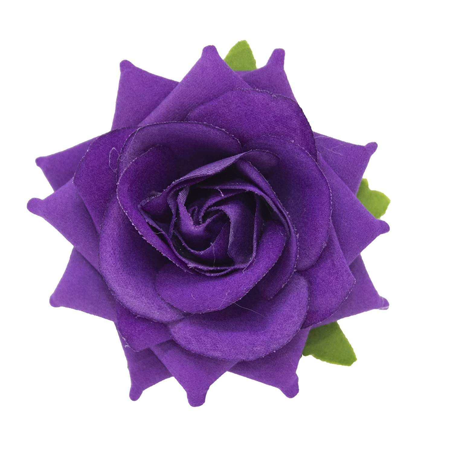 Boxo Set of 6 Velvet Rose Flower Hair Clips for Women & Girls - Elegant Purple Hair Accessories for Wedding, Prom, Party & Everyday Wear