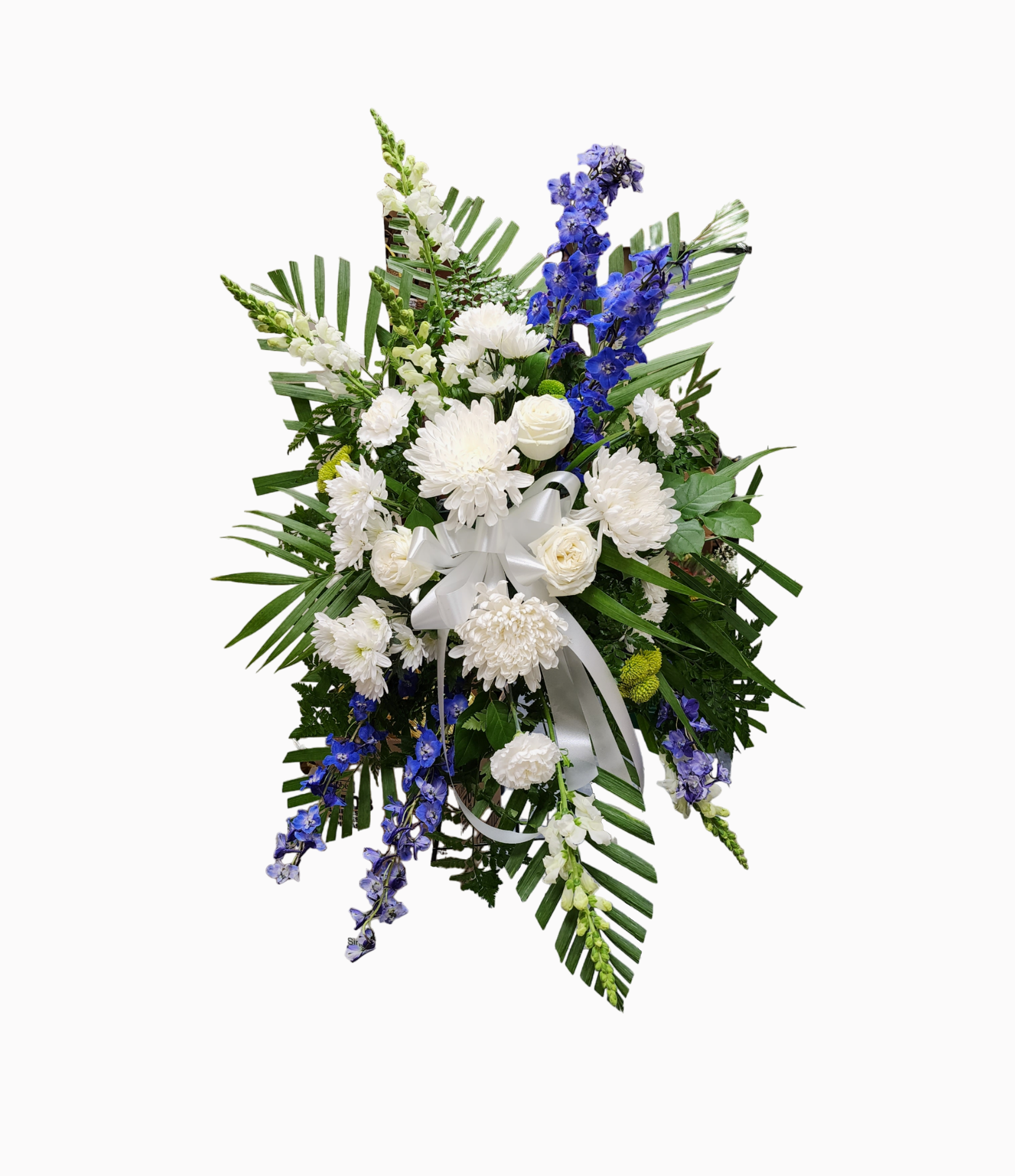 Blue Sky Standing Spray - Elegant Floral Arrangement for Funerals, Memorials & Sympathy Events | Perfect for Home, Church & Cemetery Decor