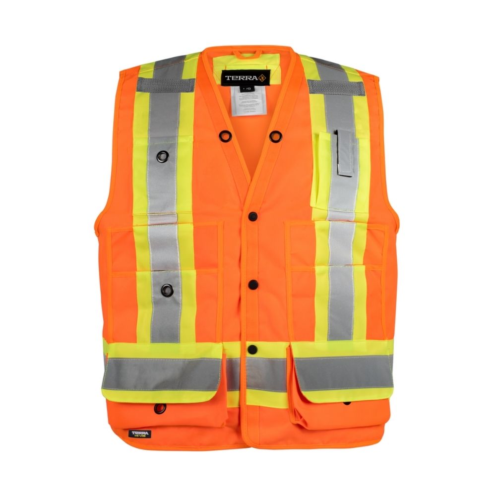 High Visibility Terra Surveyor Vest - Orange Safety Workwear for Construction & Road Workers | Reflective Safety Gear for Outdoor Jobs