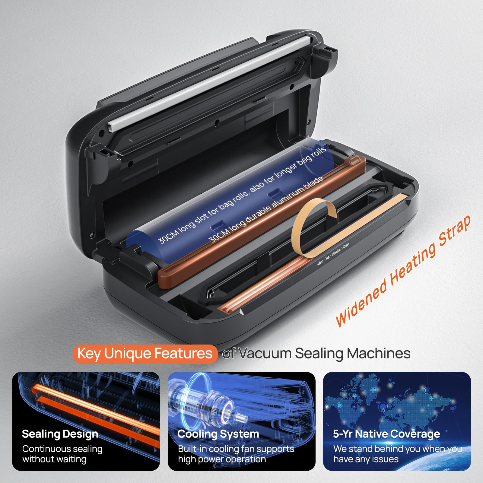 SEATAO 80Kpa Vacuum Sealer Machine for Food Preservation - Dry & Moist Modes, Locking Handle Design, Removable Drip Tray, Built-in Cutter & Bag Storage | Perfect for Meal Prep, Sous Vide, Freezing & Extending Food Freshness