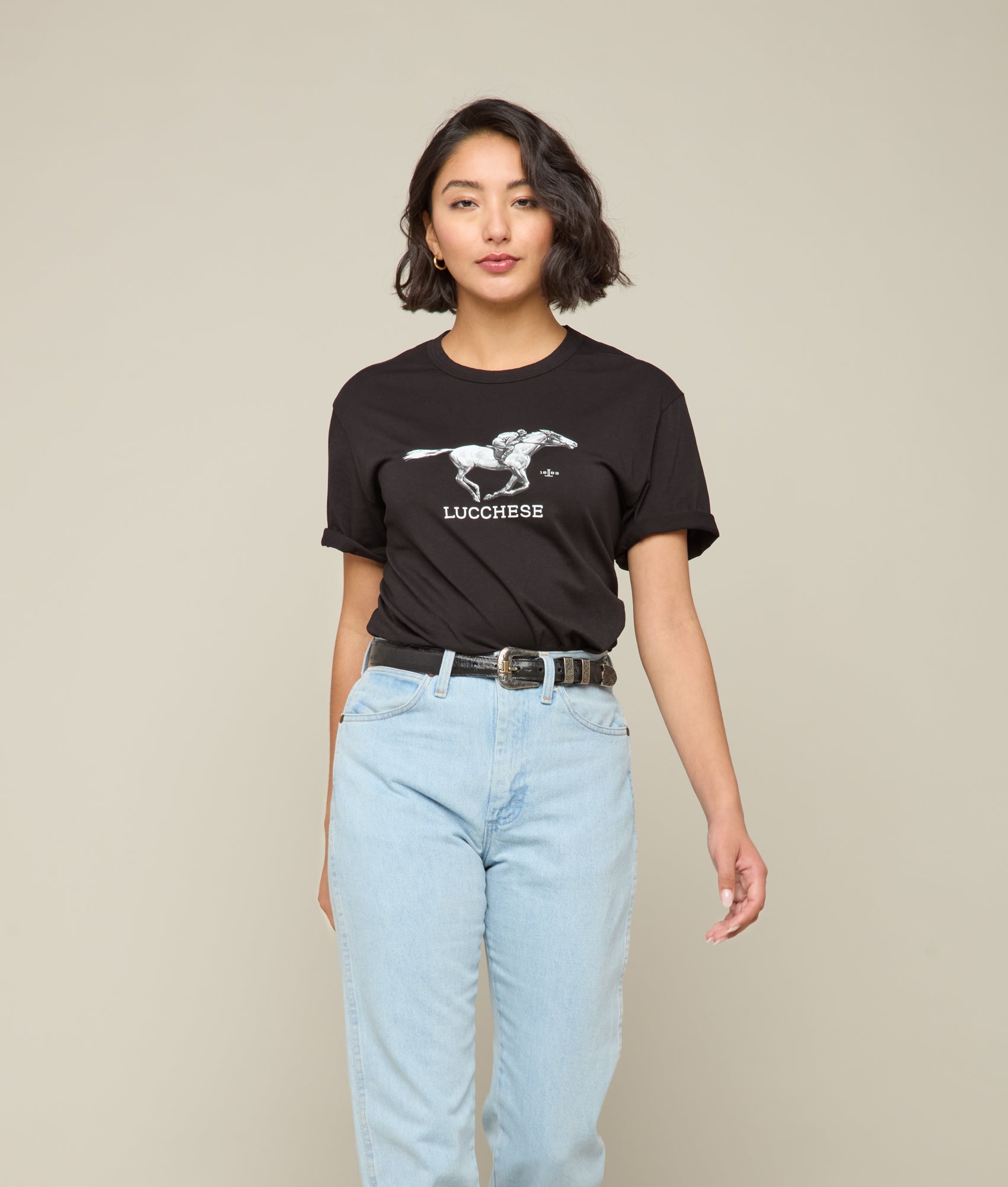 Lucchese Racehorse T-Shirt for Men - Soft Cotton Tee with Classic Western Design - Perfect for Casual Wear, Rodeo Events & Western Fashion