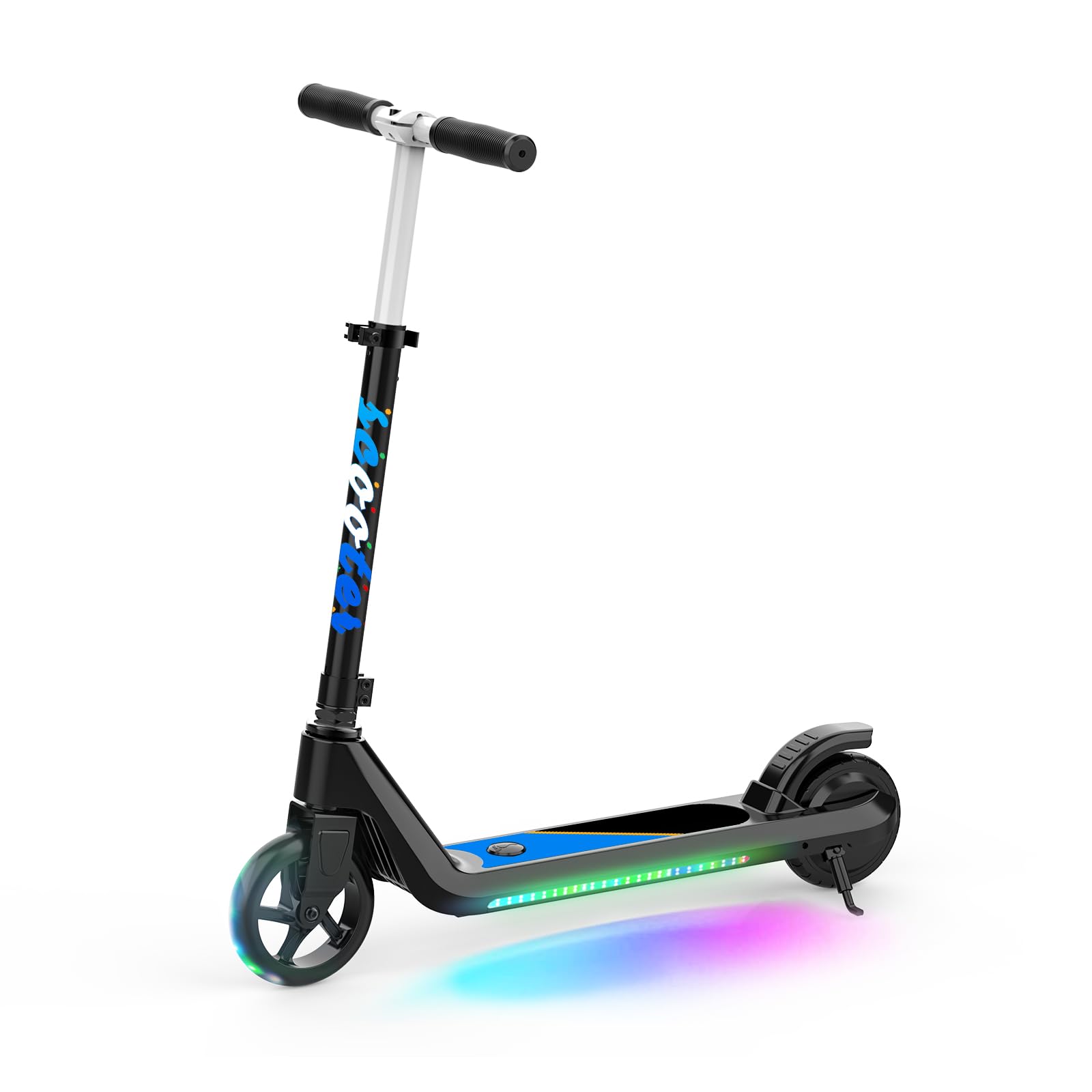 Best Electric Scooter for Kids Ages 6-10 - Adjustable Speed & Height Kick Scooter with LED Wheel & Deck Lights - Perfect for Commuting to School, Park Rides & Neighborhood Fun