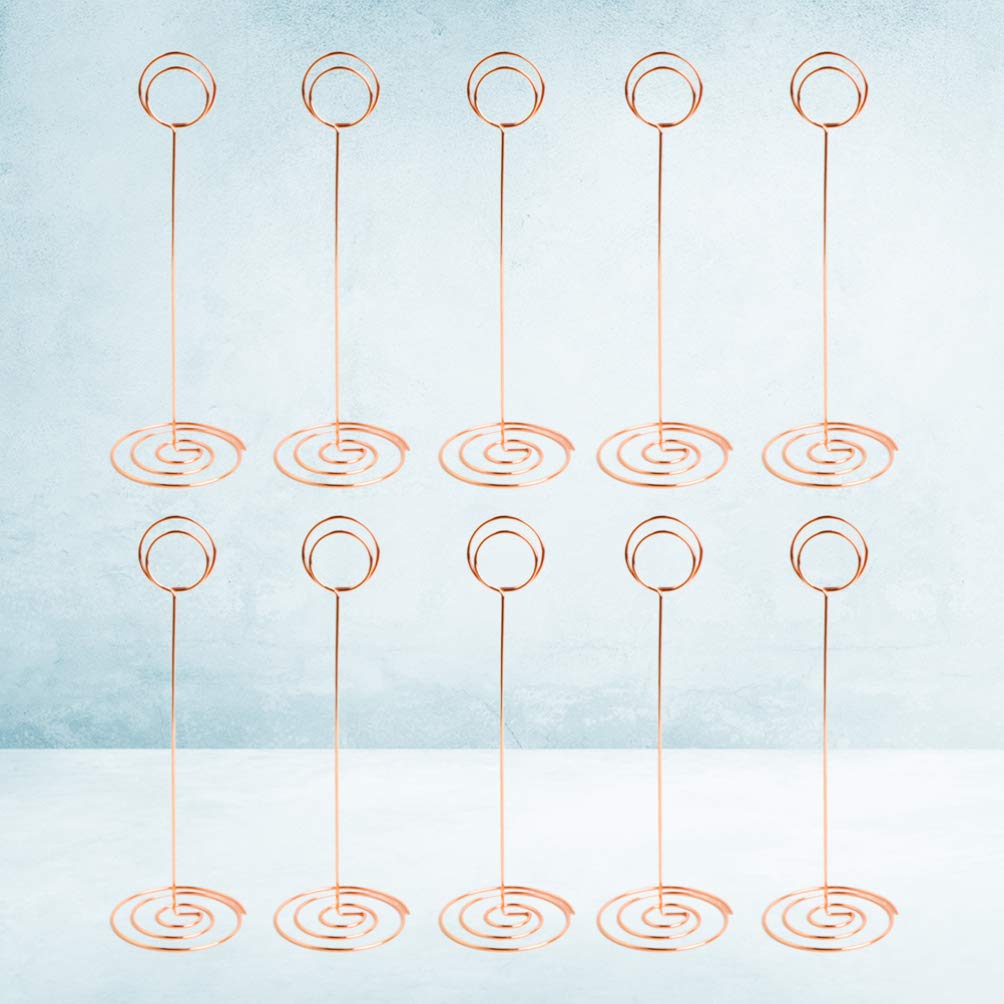 10pcs Heart-Shaped Iron Table Sign Holders - Round Wire Memo Stand for Dining Table, Photos, Place Cards & Picture Display - Perfect for Weddings, Restaurants & Home Decor